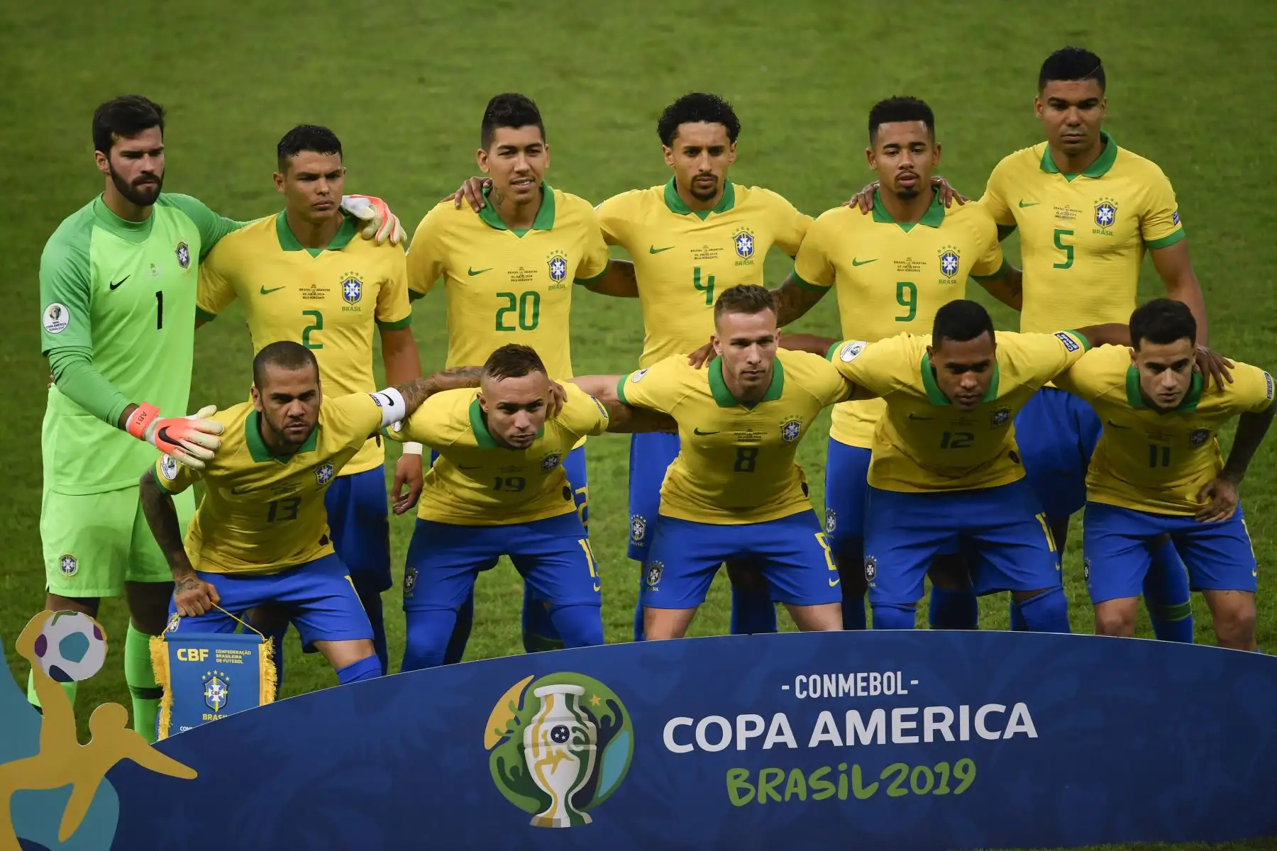 Los jugadores de Brasil posan para las fotos antes de su semifinal del torneo de fútbol de la Copa América contra Argentina en el Estadio Mineirao en Belo Horizonte, Brasil.
Foto:AFP