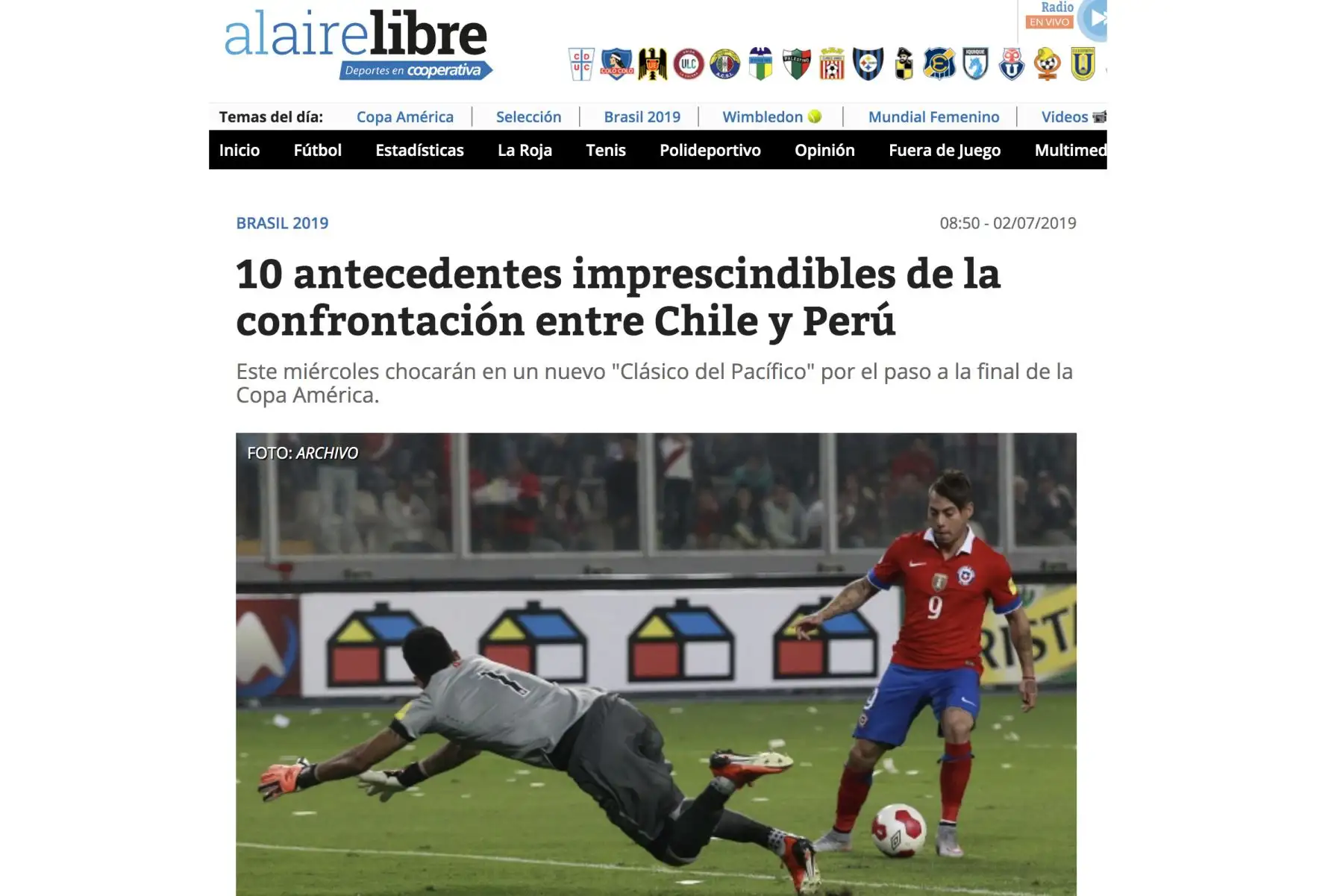 Al Aire Libre. Perú vs Chile: Así vive la prensa chilena la previa al "Clásico del Pacífico"