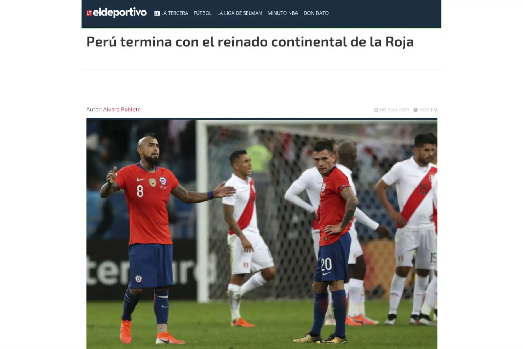 Así informa la prensa chilena sobre  el triunfo de la selección peruana ante Chile.
Foto: Difusión
