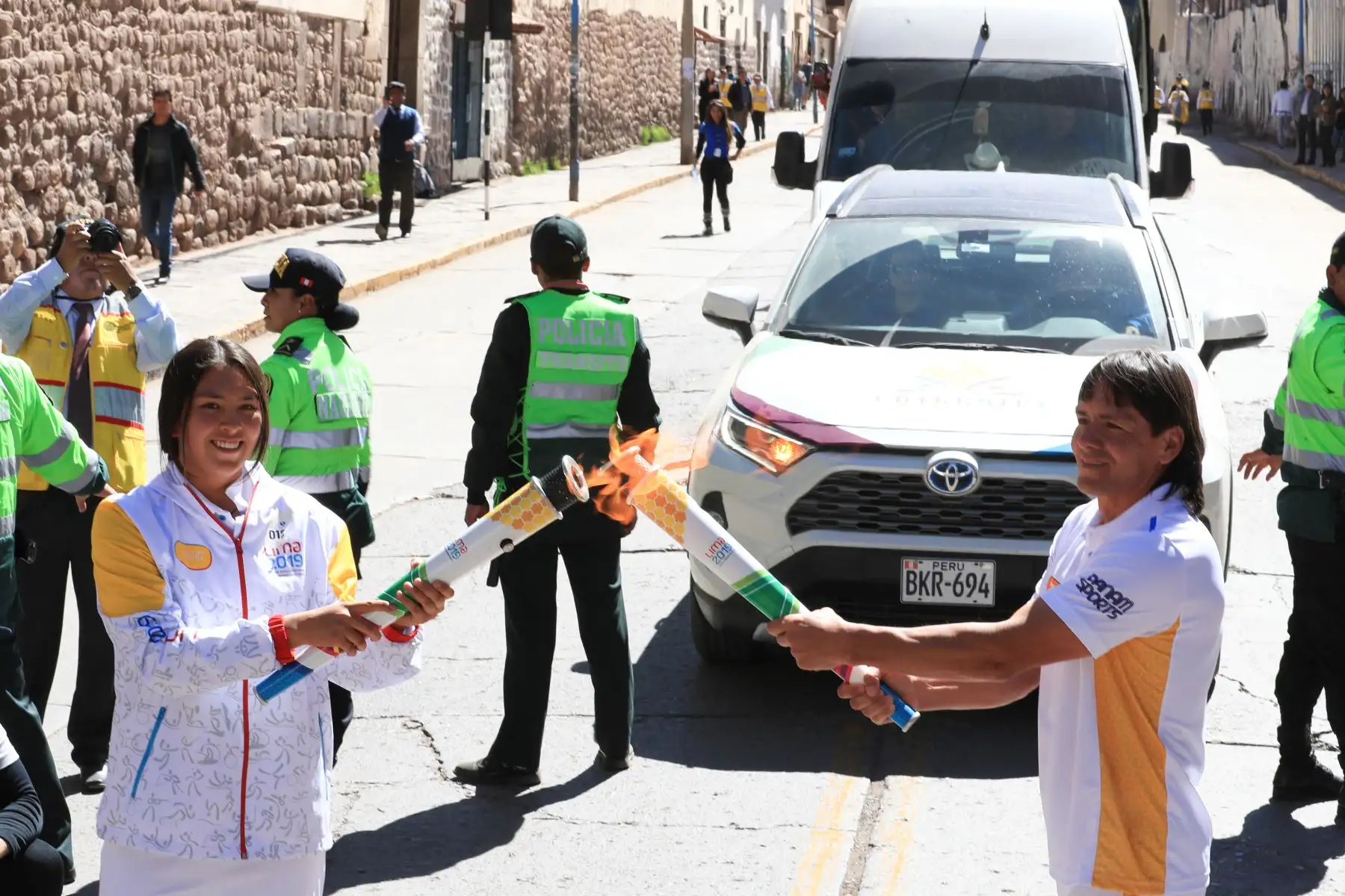 Antocha de los Juegos Panamericanos recorre los principales atractivos turísticos de la ciudad del Cusco.

Foto: ANDINA/Juan Carlos Guzmán Negrini.