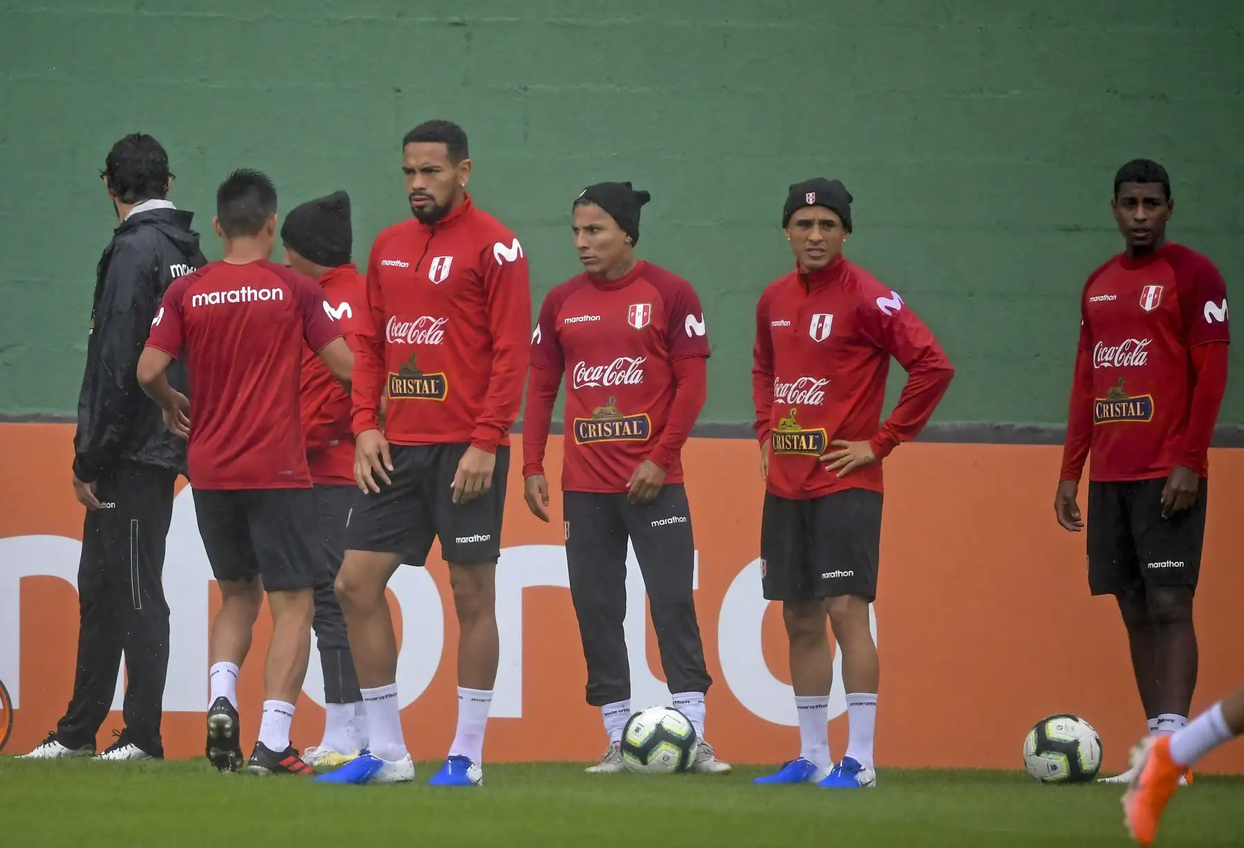 El equipo nacional de Perú asistió a un entrenamiento en Río de Janeiro el 5 de julio de 2019, antes de su final contra Brasil en la Copa América 2019.Foto:AFP
