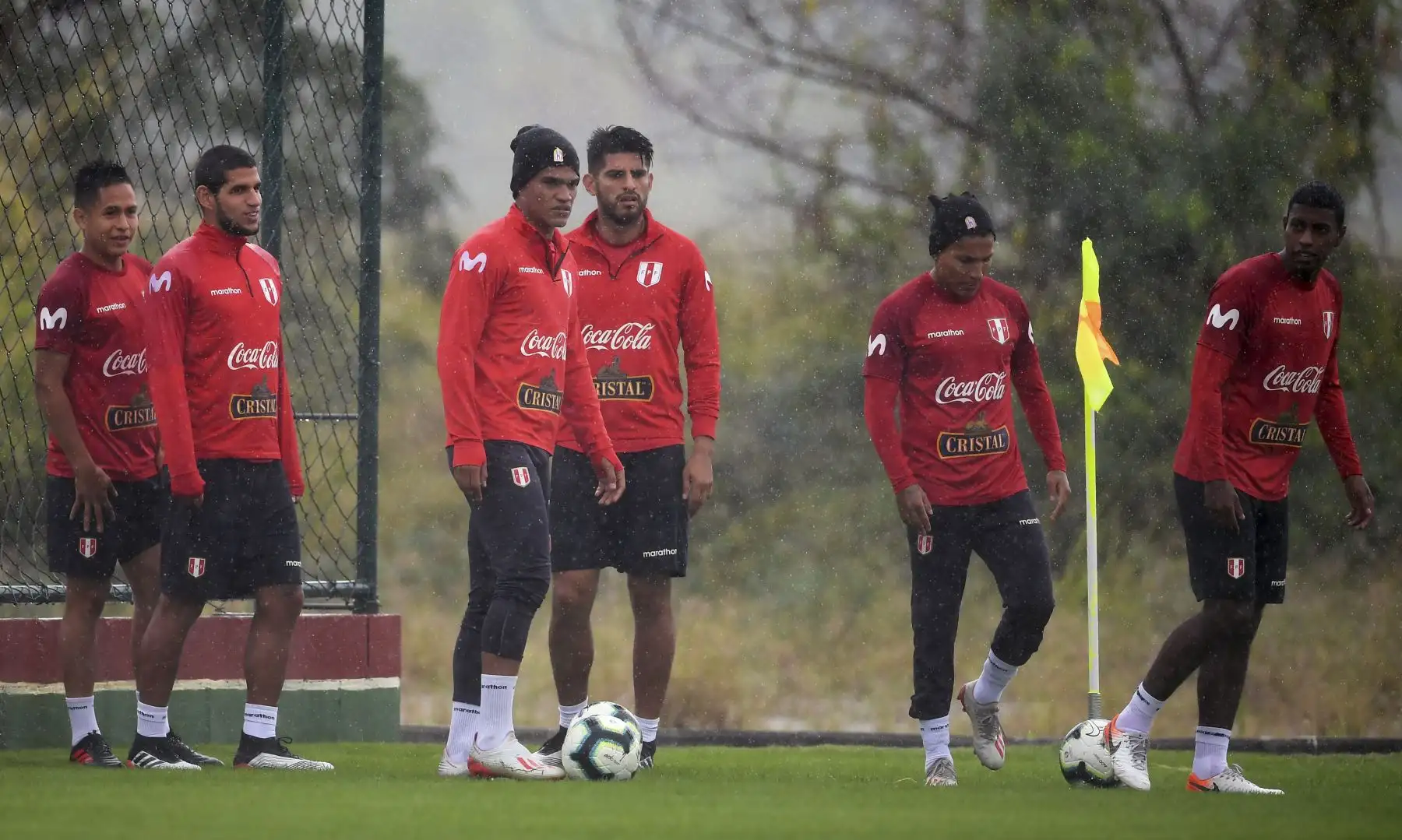 El equipo nacional de Perú asistió a un entrenamiento en Río de Janeiro el 5 de julio de 2019, antes de su final contra Brasil en la Copa América 2019.Foto:AFP