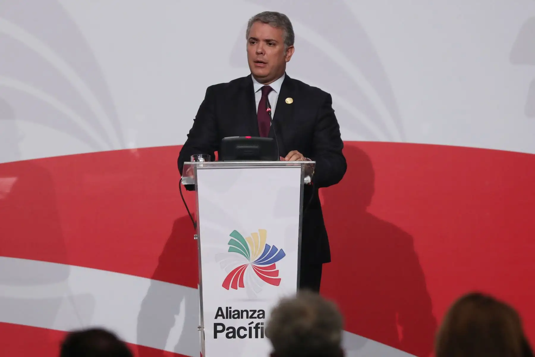 Presidente de Colombia, Iván Duque se dirige a los medios durante la  XIV Cumbre de la Alianza del Pacifico. Foto: ANDINA/Melina Mejía