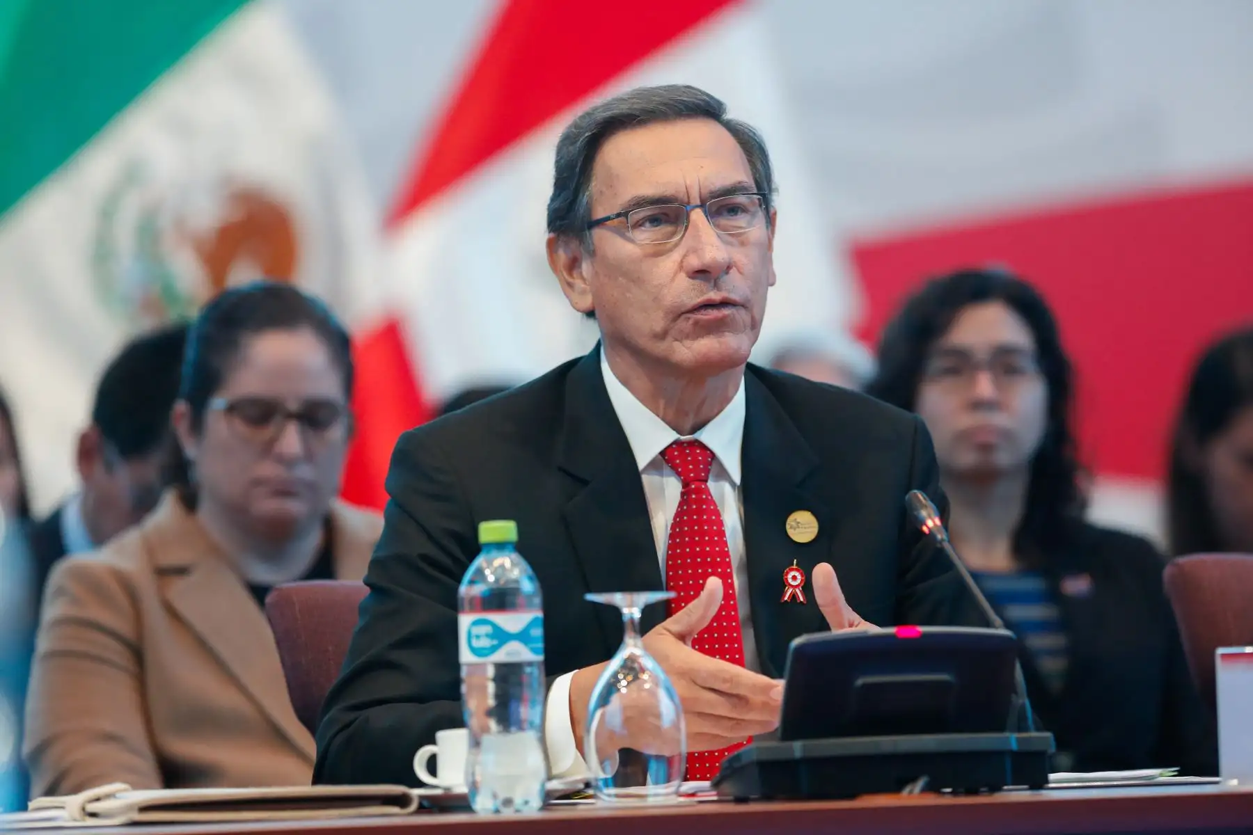 Presidentes, Martin Vizcarra, Iván Duque, Sebastián Piñera y Canciller Marcelo Ebrand firman declaración de Lima en el marco de la XIV Cumbre de la Alianza del Pacifico.
 Foto: Prensa Presidencia
