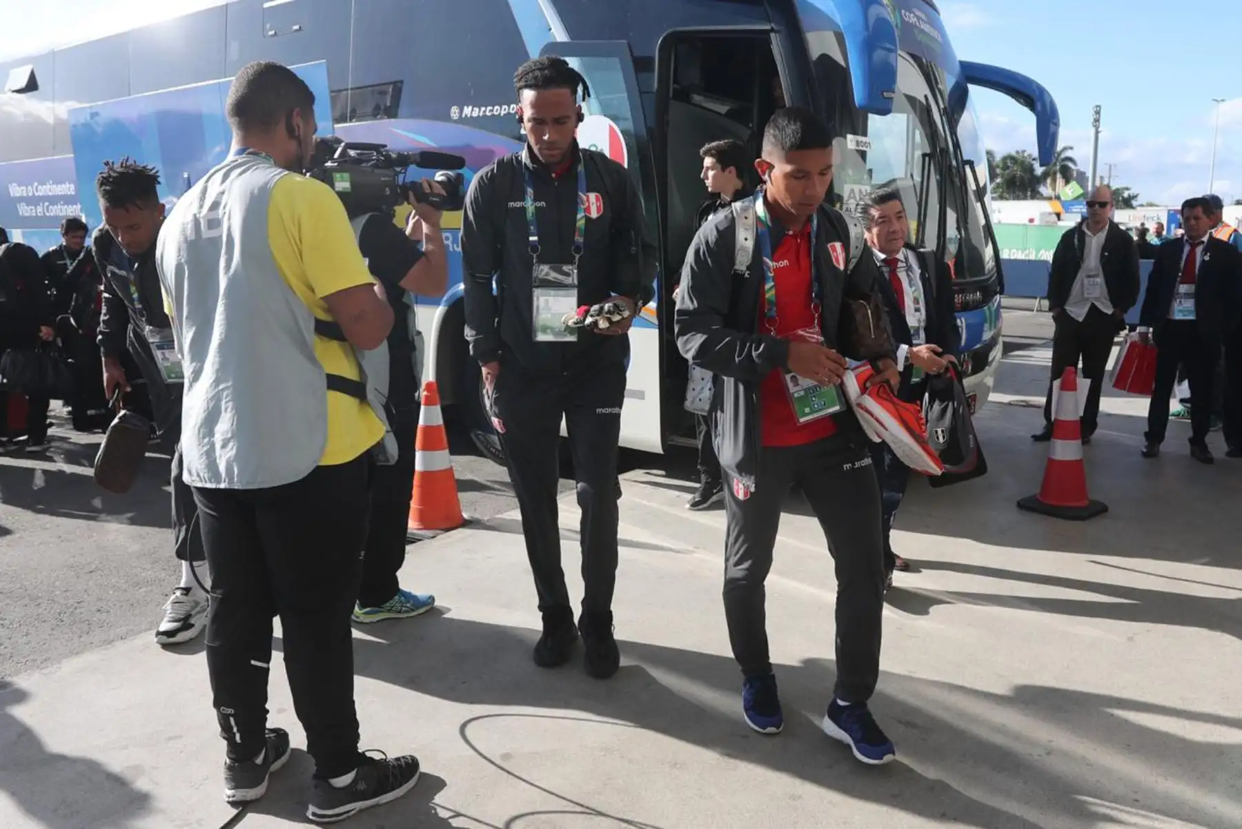 Llegada de la selección peruana al Maracana donde jugará la final de la Copa América 2019 ante Brasil.
Foto: FPF
