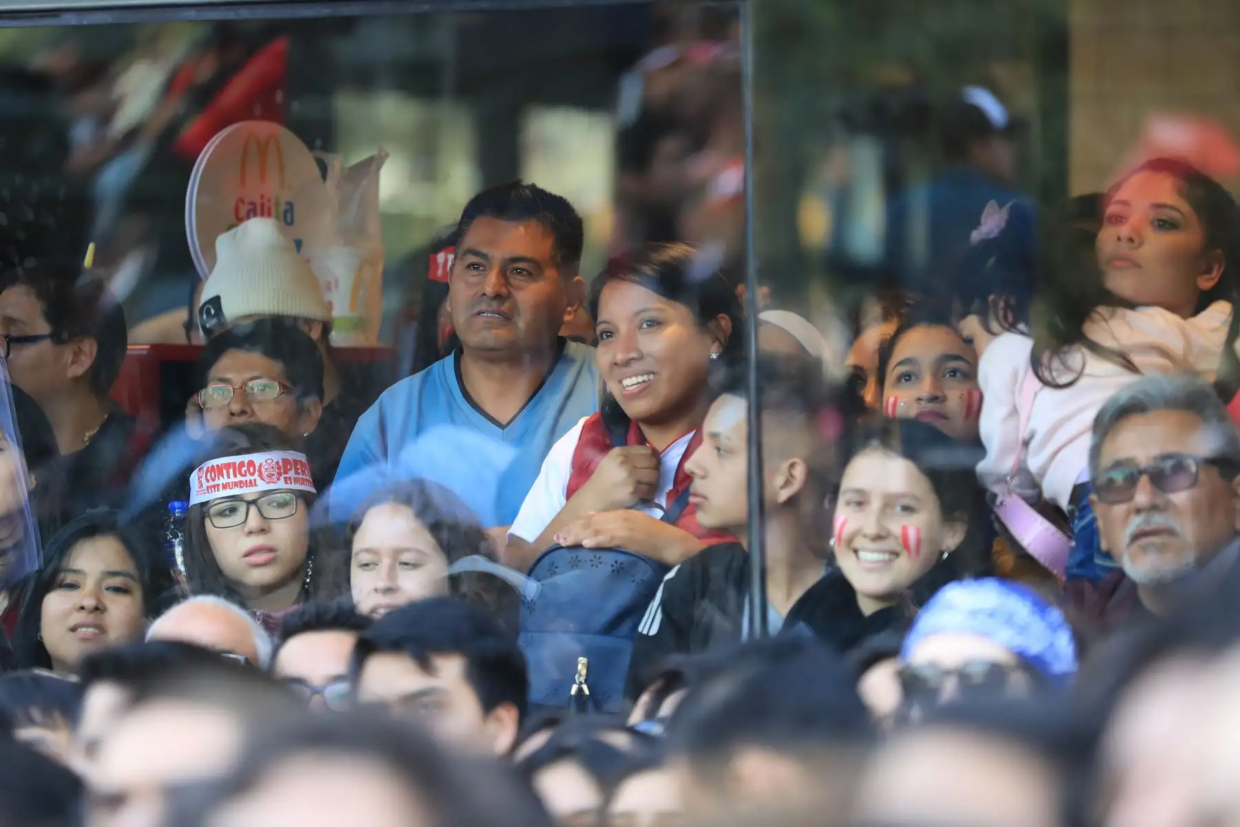 Hinchas peruanos observan el partido entre Perú Vs Brasil en el Parque Kennedy de Miraflores.

Foto: ANDINA/Juan Carlos Guzmán Negrini.
