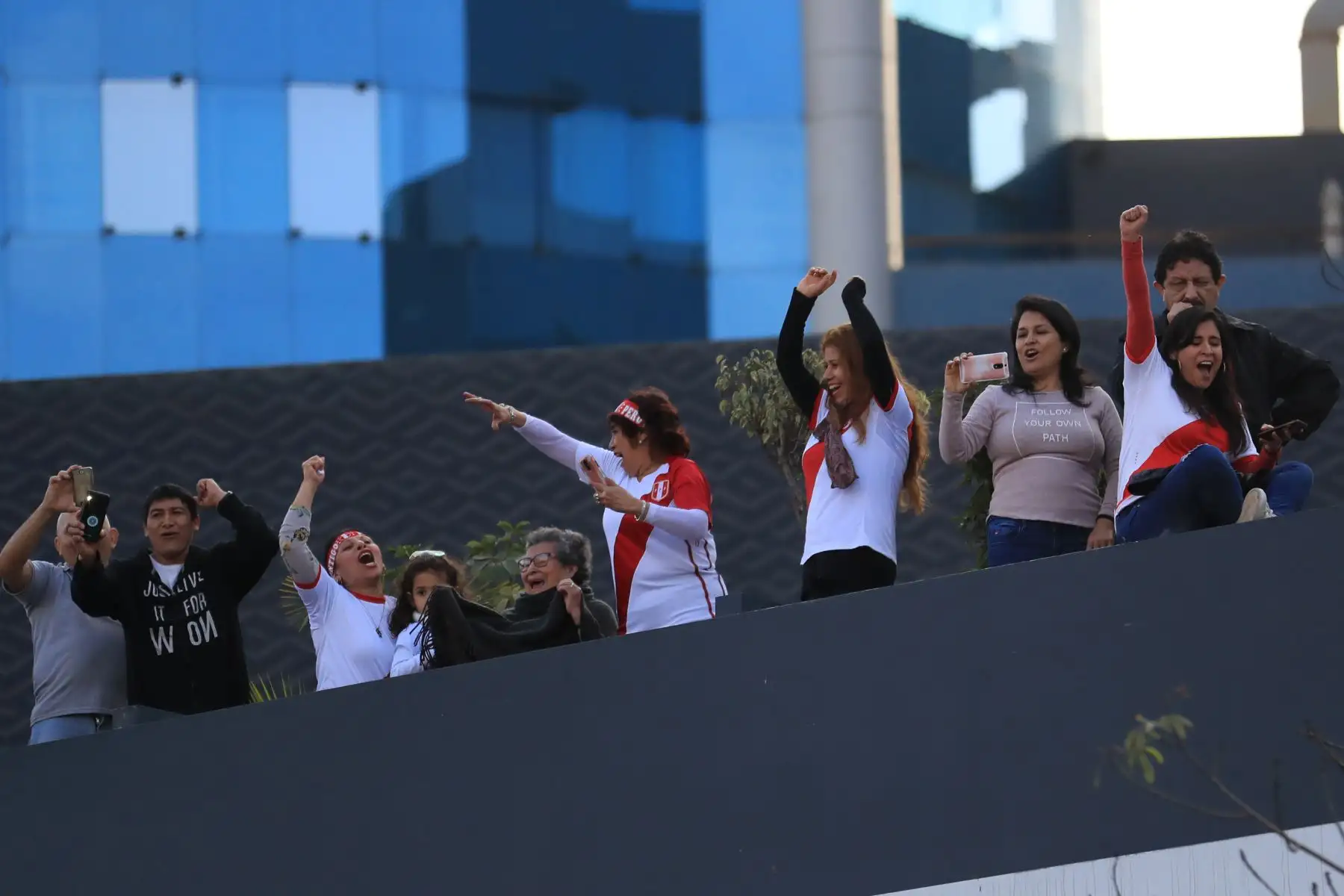 Hinchas peruanos observan el partido entre Perú Vs Brasil en el Parque Kennedy de Miraflores.

Foto: ANDINA/Juan Carlos Guzmán Negrini.
