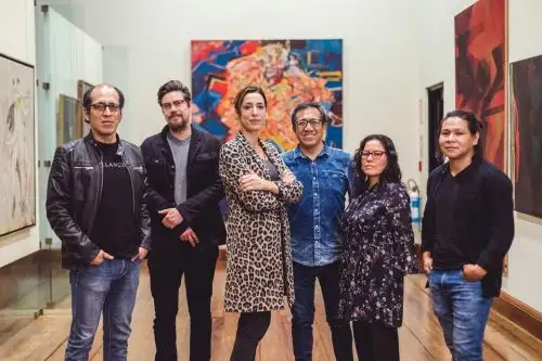 Algunos ganadores y finalistas del premio de Pintura del Banco Central de Reserva.
