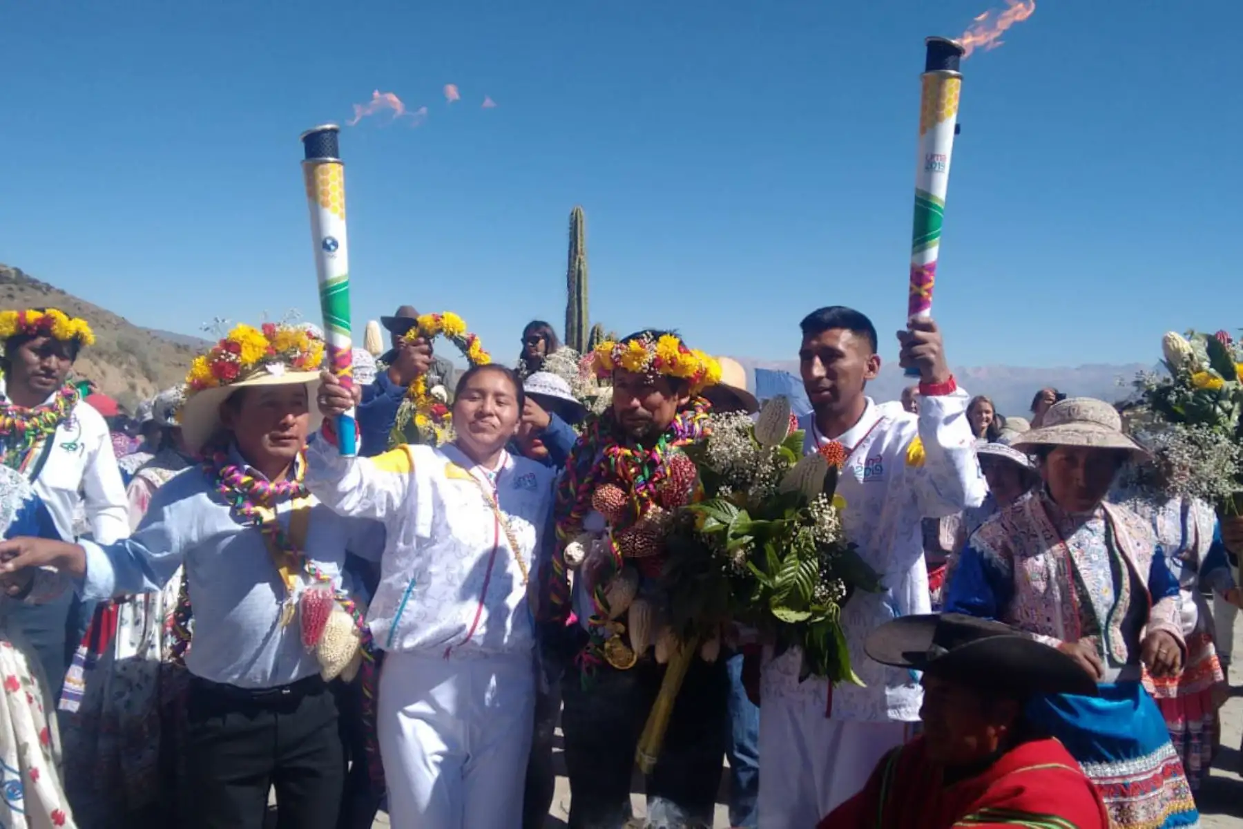 La Antorcha Panamericana llegó hasta el Colca e iluminó el valle. Foto: ANDINA/Difusión