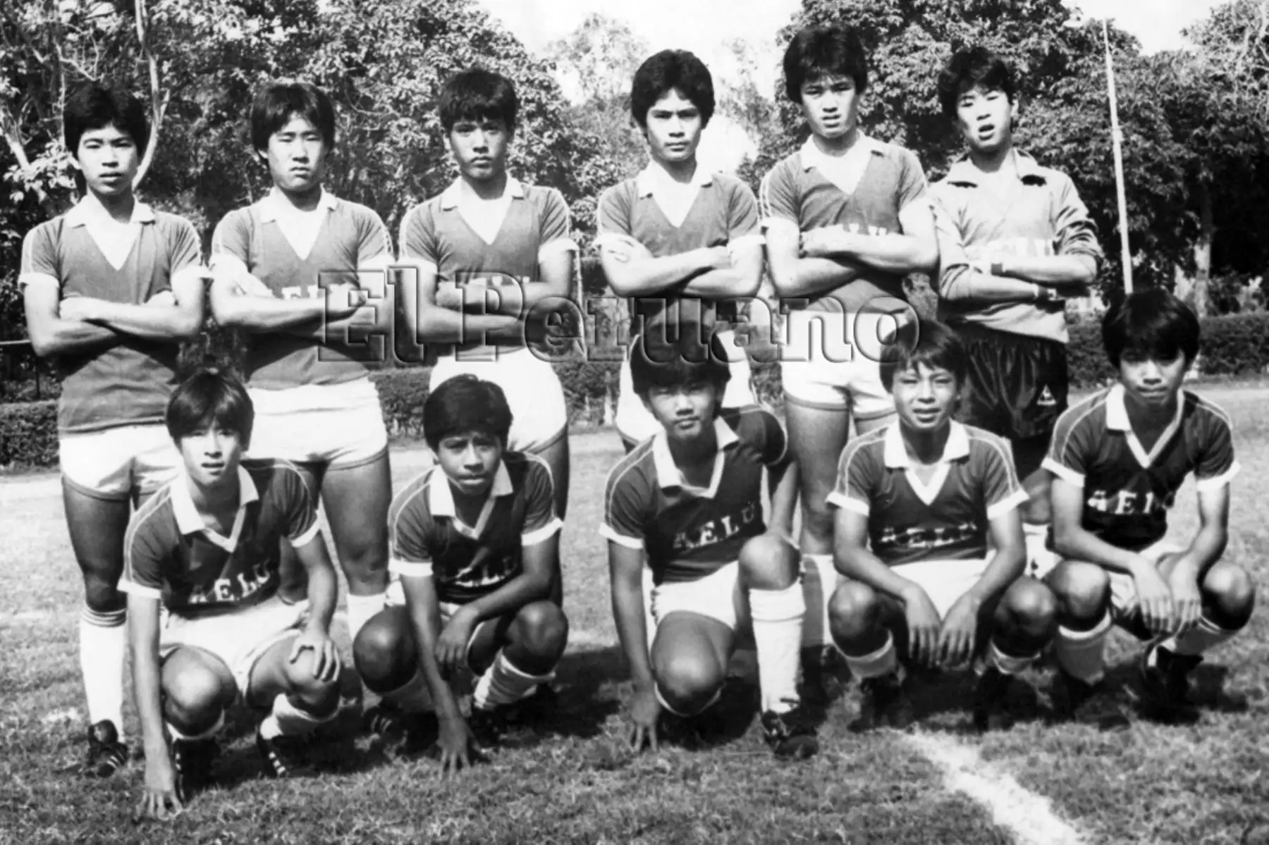 Lima - abril 1987 / Equipo de fútbol de la categoría 72 de Asociación Estadio la Unión - AELU.