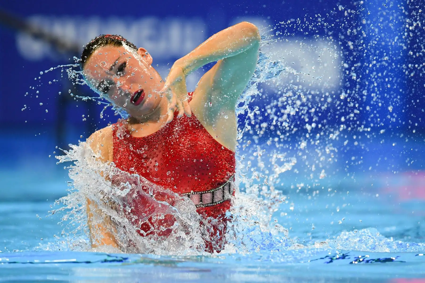 Defne Bakirci de Turquía compite en el evento de natación técnica artística en solitario durante el Campeonato Mundial 2019. Foto: AFP
