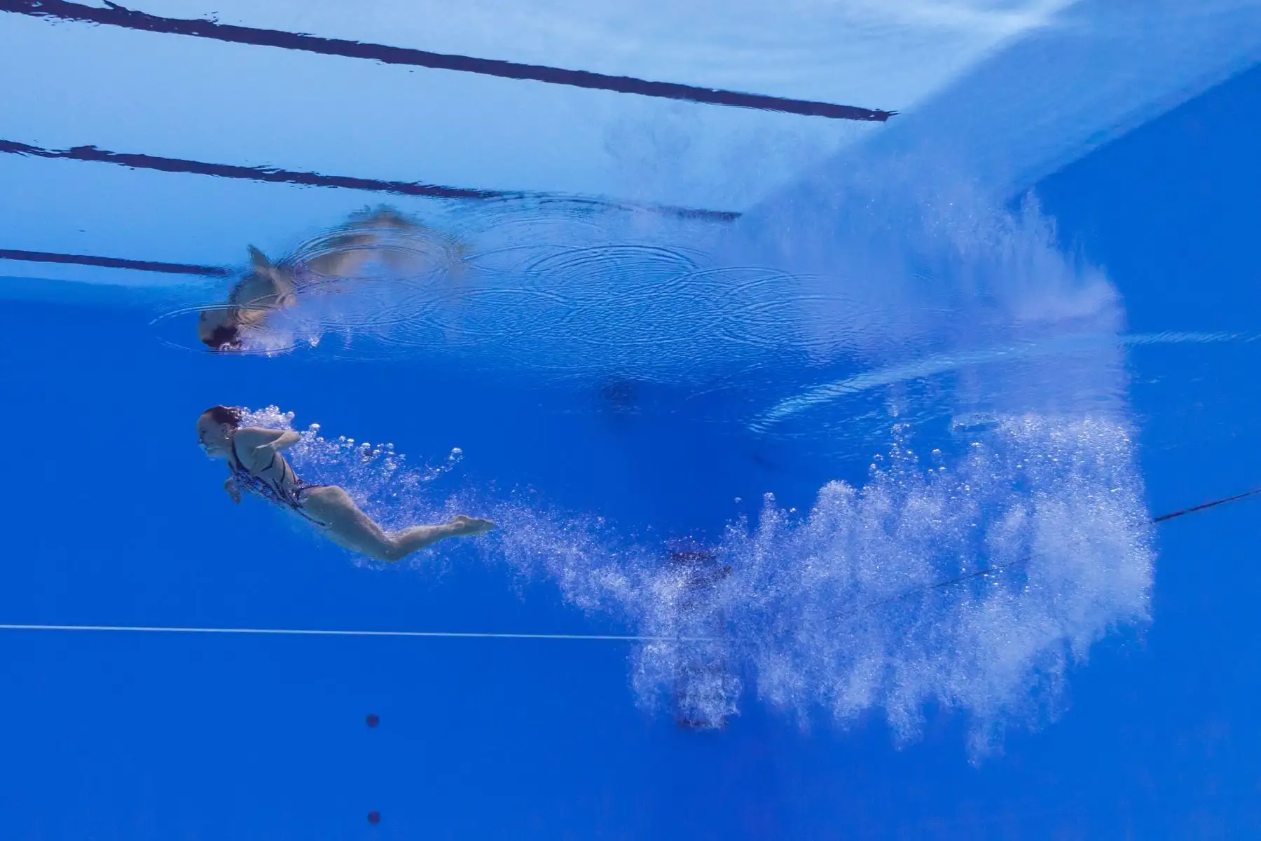 Marlene Bojer de Alemania compite en el evento de natación técnica artística en solitario durante el Campeonato Mundial 2019. Foto: AFP