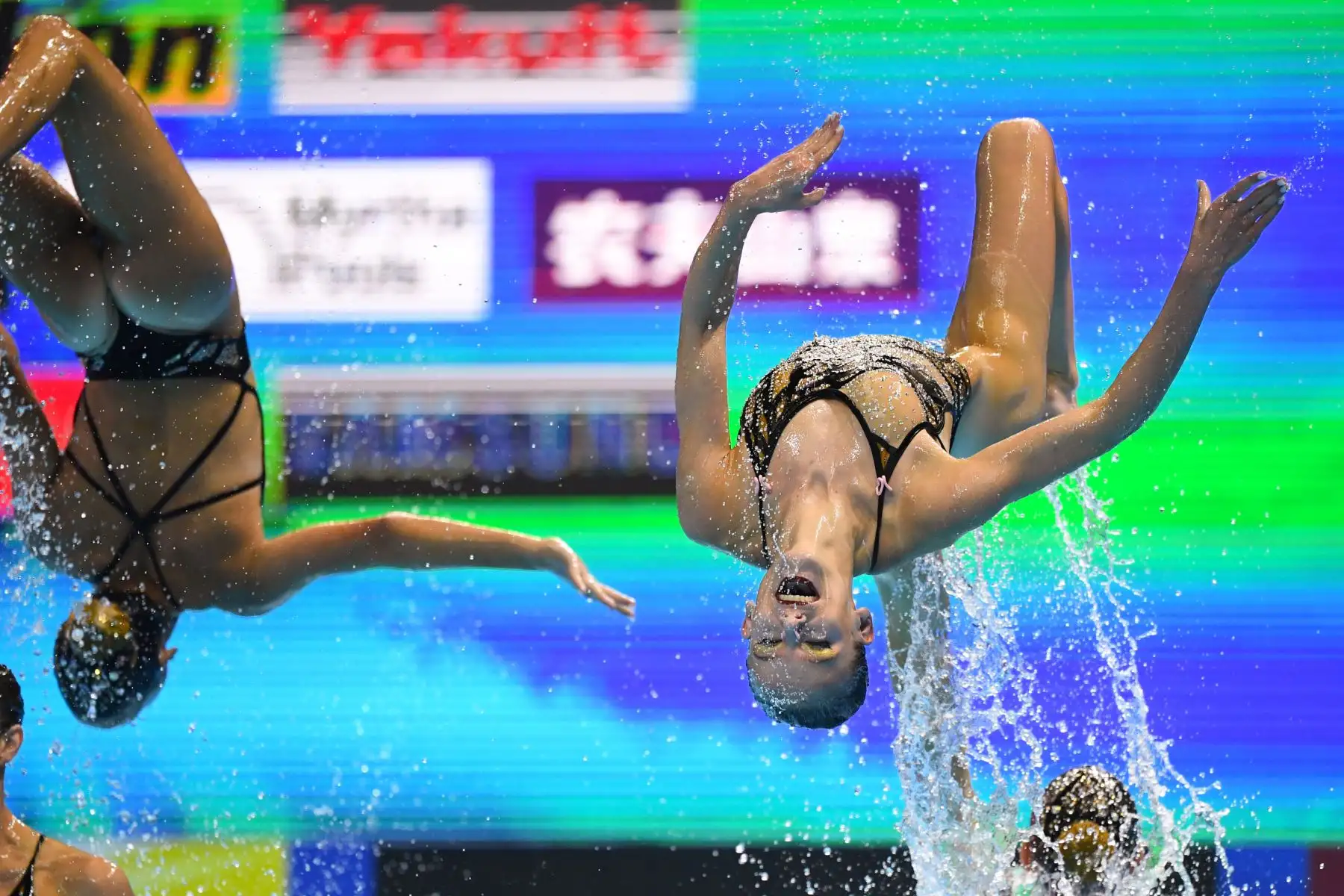El equipo de España compite en la final de natación artística de rutina en el Campeonato Mundial 2019. Foto: AFP
