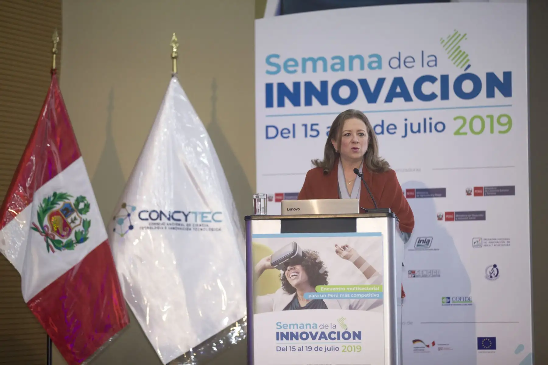 Maria Isabel León, presidenta de la CONFIEP. Semana de la innovación tecnológica. Evento organizado por Concytec.
Foto: ANDINA/Miguel Mejía