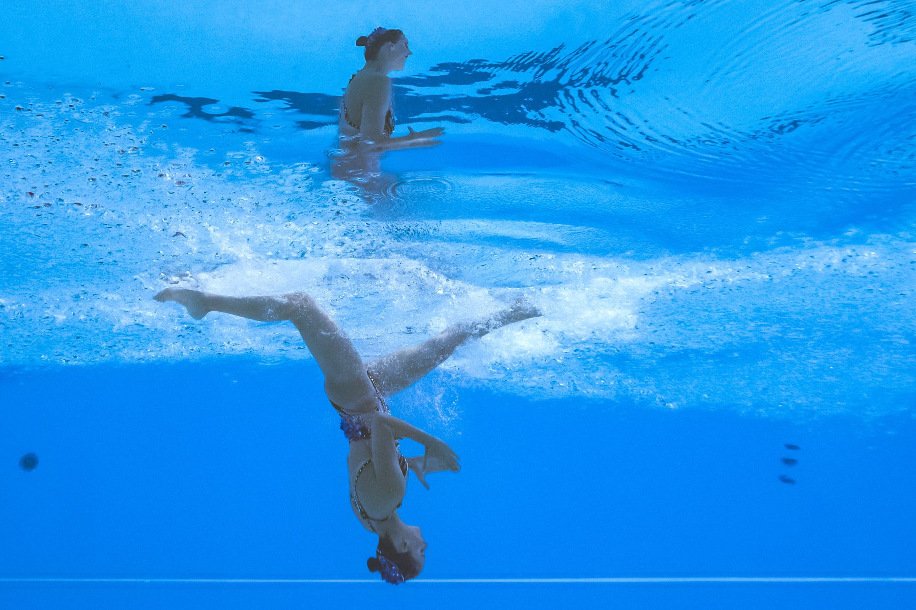 Vasiliki Alexandri de Austria compite en el evento de natación artística durante el campeonato mundial 2019 en Corea del Sur. Foto: AFP
