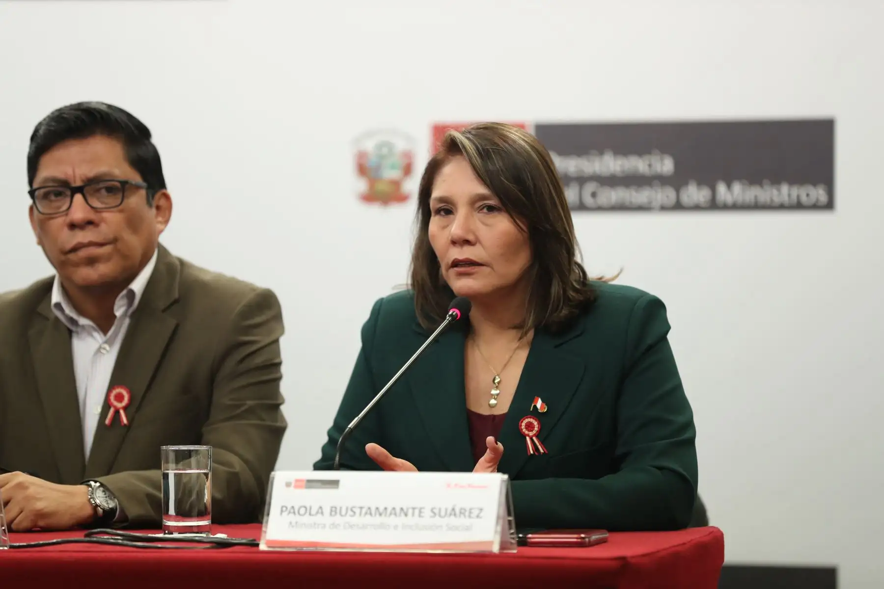 Paola Bustamante Suárez, ministra de Desarrollo e Inclusión Social brinda conferencia de prensa para abordar temas de la coyuntura nacional luego de la reunión del Consejo de Ministros.
Foto: PCM