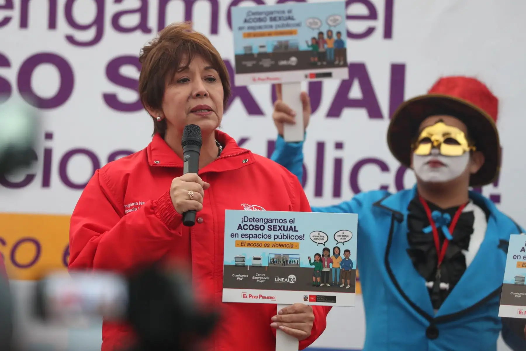 La directora ejecutiva del Programa Nacional Contra la Vilencia Familiar y Sexual, Nancy Tolentino durante la campaña "El acoso es violencia". Foto: ANDINA/Melina Mejía