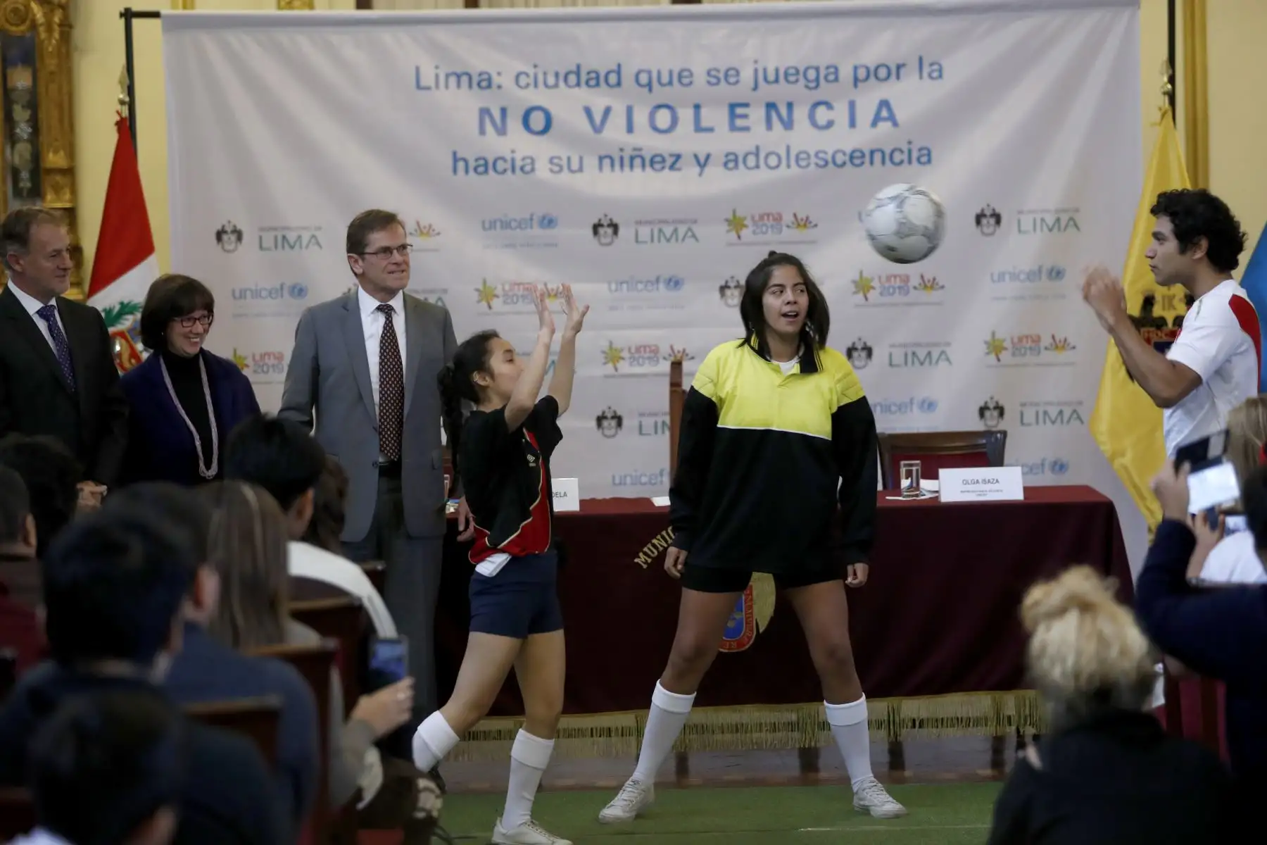 Presentaron la campaña, Lima ciudad que se juega por la no violencia hacia su niñez, como parte del legado social de los Juegos Panamericanos y Parapanamericanos Lima 2019. Con la presencia del alcalde de Lima Jorge Muñoz, Presidente COPAL Carlos Neuhaus, de UNICEF Olga Isaza Foto: ANDINA/Josue Ramos