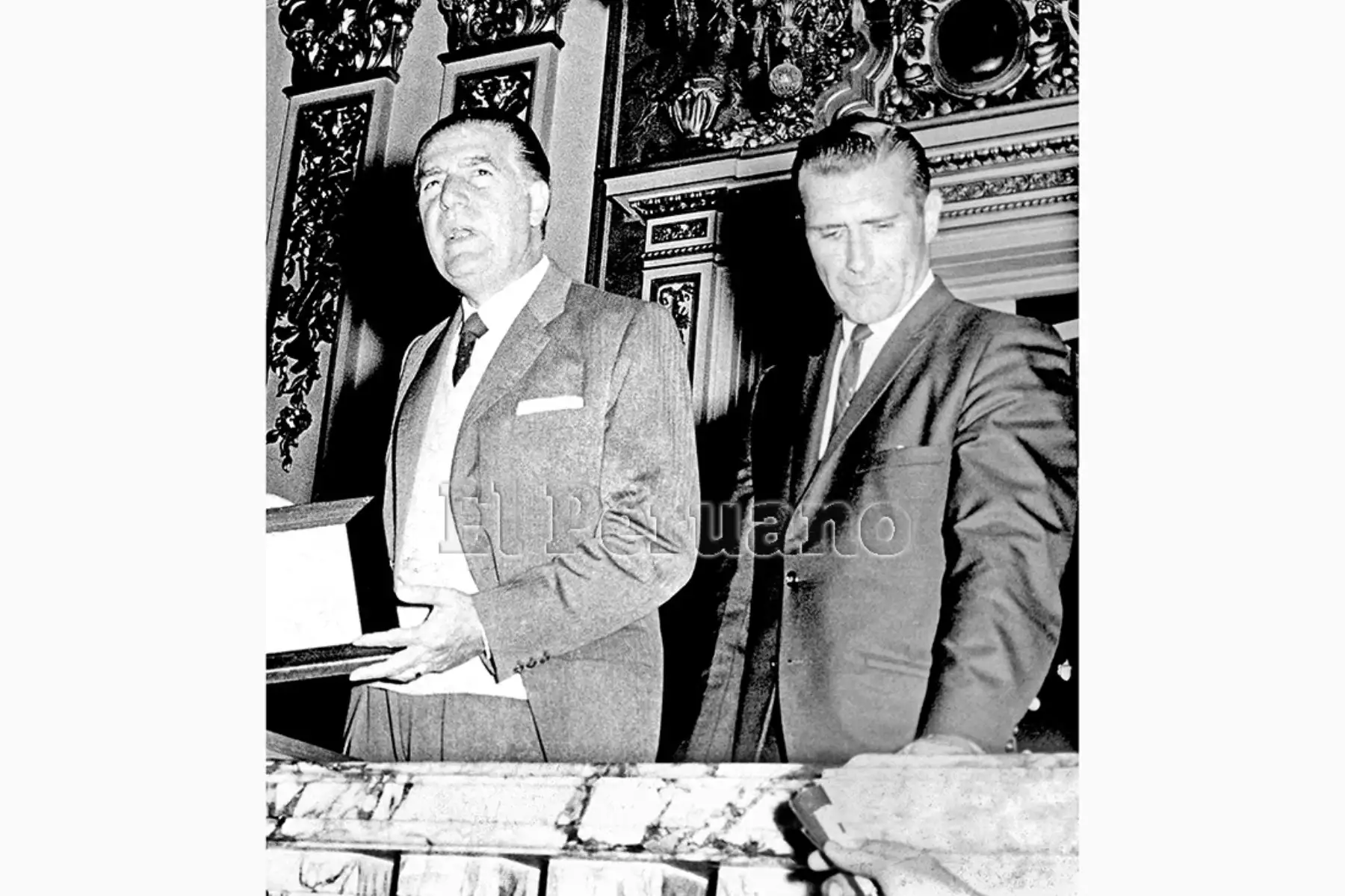 Lima - 13 octubre 1966 / El presidente Fernando Belaúnde Terry recibió en Palacio de Gobierno a los astronautas nortenamericanos Neil Armstrong y Richard Gordon. Foto: Archivo Histórico de EL PERUANO