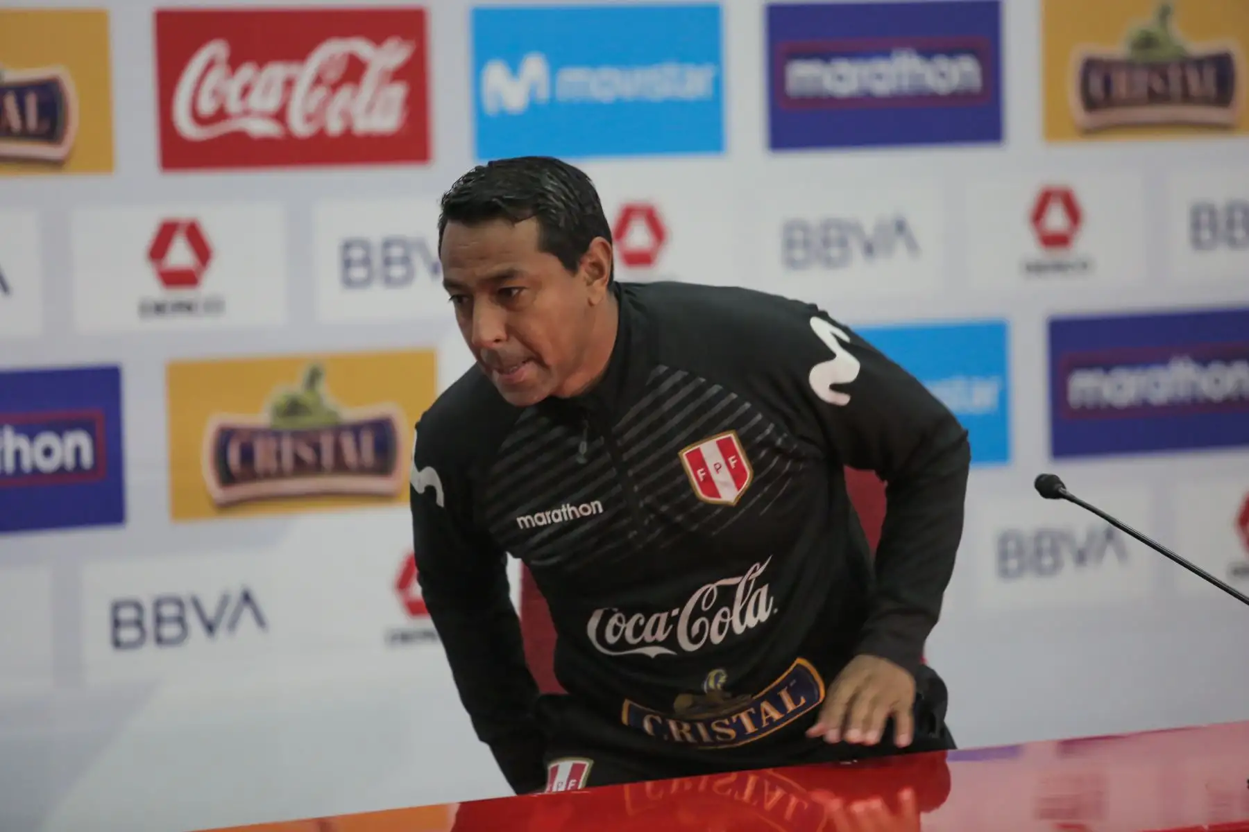 Conferencia de prensa de Nolberto Solano entrenador de la Selección Peruana de Fútbol Sub 23.Foto: ANDINA/ David Huamaní