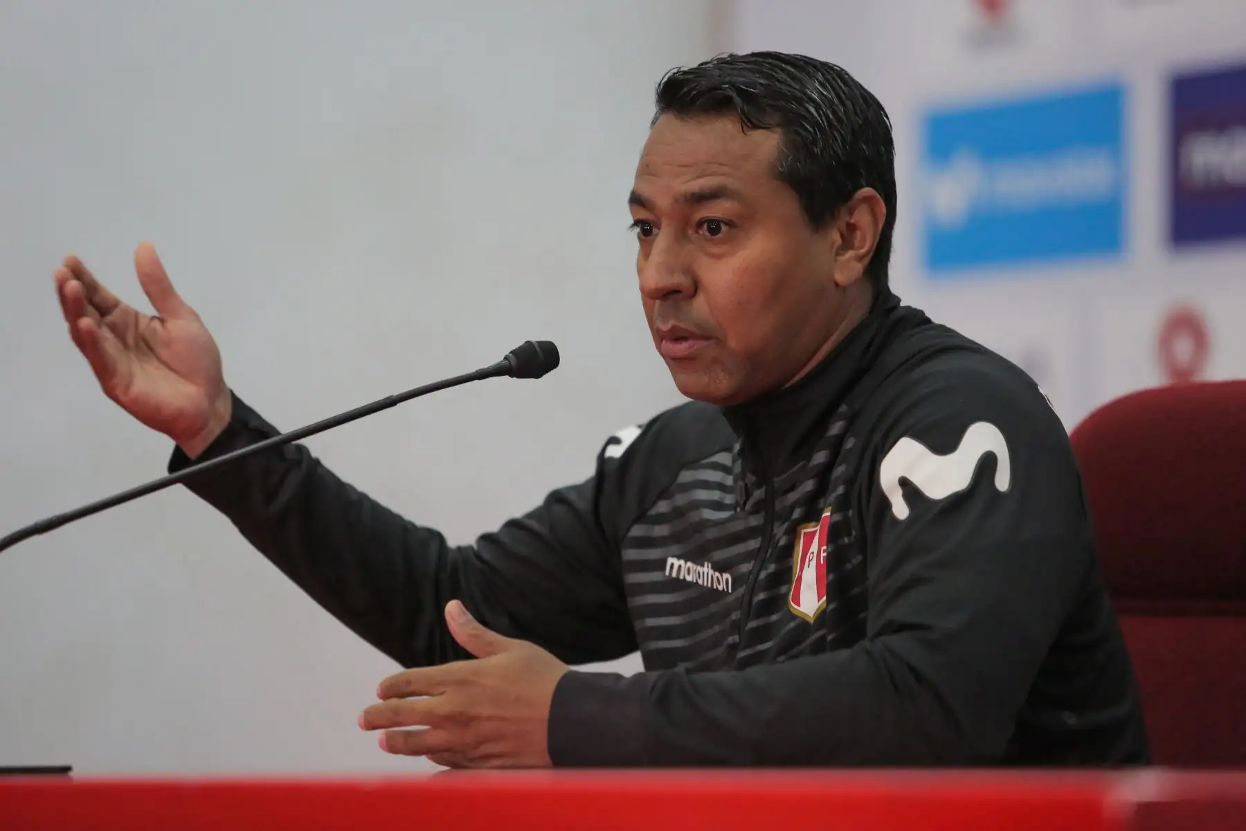 Conferencia de prensa de Nolberto Solano entrenador de la Selección Peruana de Fútbol Sub 23.Foto: ANDINA/ David Huamaní