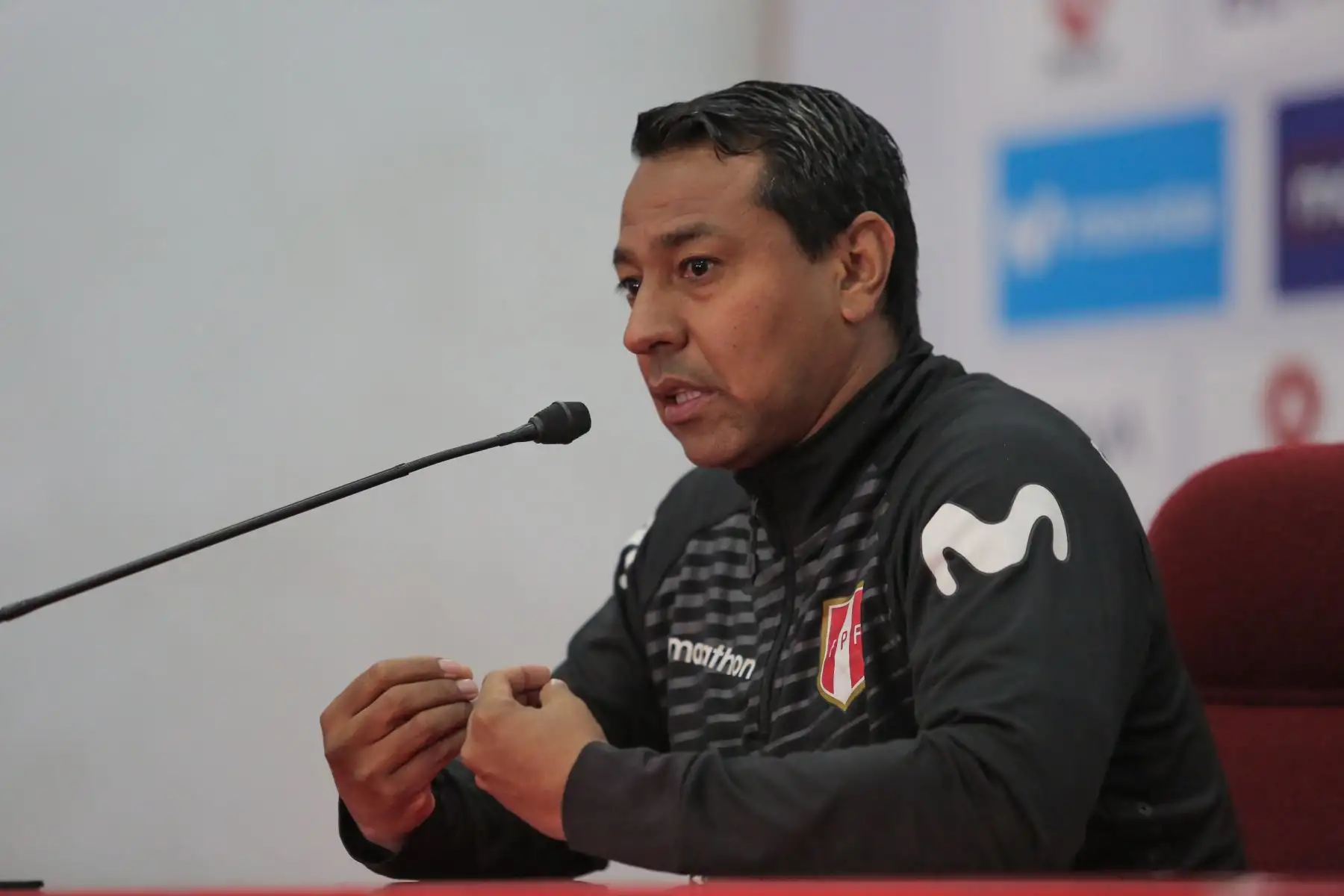 Conferencia de prensa de Nolberto Solano entrenador de la Selección Peruana de Fútbol Sub 23.Foto: ANDINA/ David Huamaní