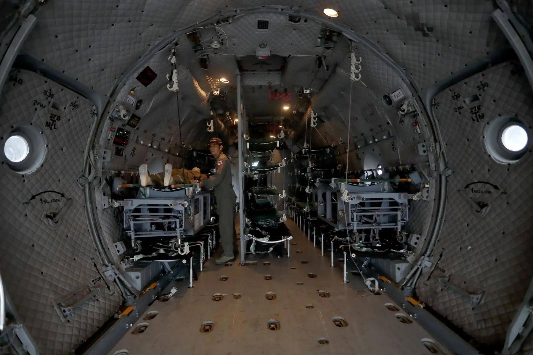 La Aérea moderna aeronave C27J Spartan vista por el ingreso de la parte posterior. Foto: ANDINA/Josue Ramos