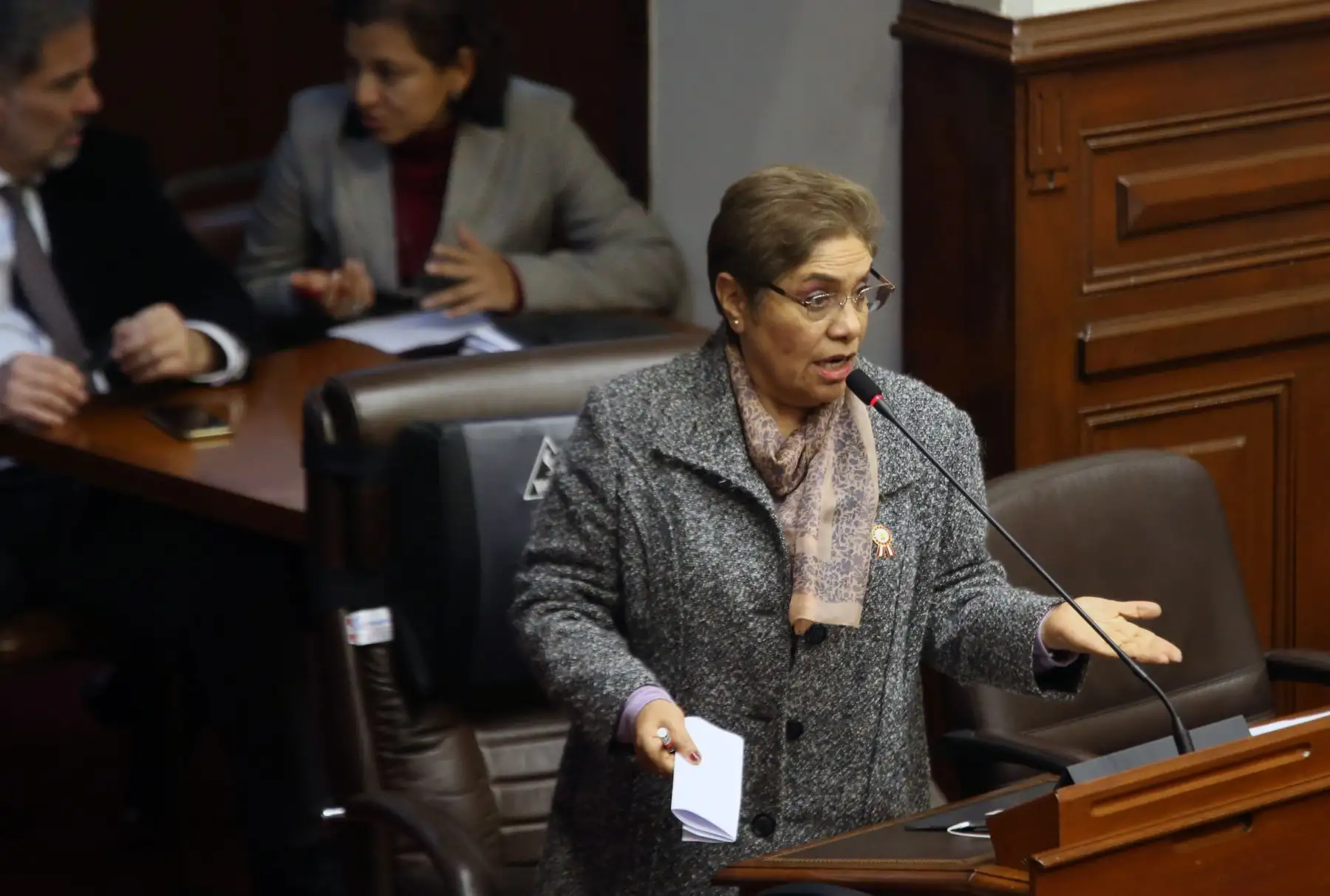 Congresista Luz Salgado participa en el pleno del Congreso que debate los proyectos de reforma política presentadas por el Poder Ejecutivo.  
Foto: ANDINA/Norman Córdova