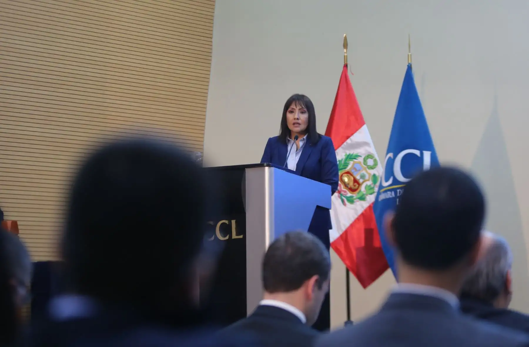 Ministra María Jara participó en el XVIII Foro Internacional Portuario en la Cámara de Comercio de Lima.
Foto: MTC