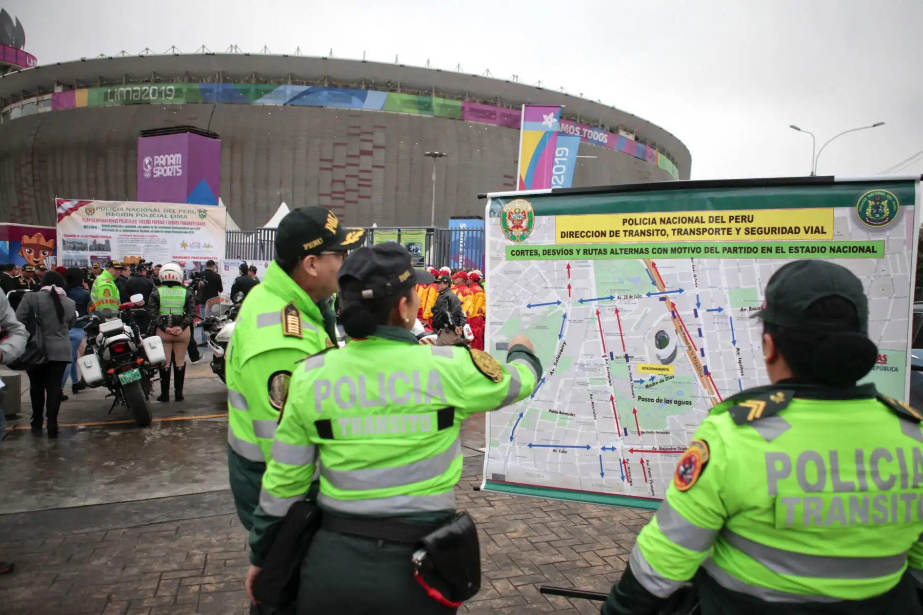 Presentación de detalles de seguridad y cierre de calles por parte de la Policía Nacional del Perú y Lima 2019.
Foto: ANDINA/Miguel Mejía