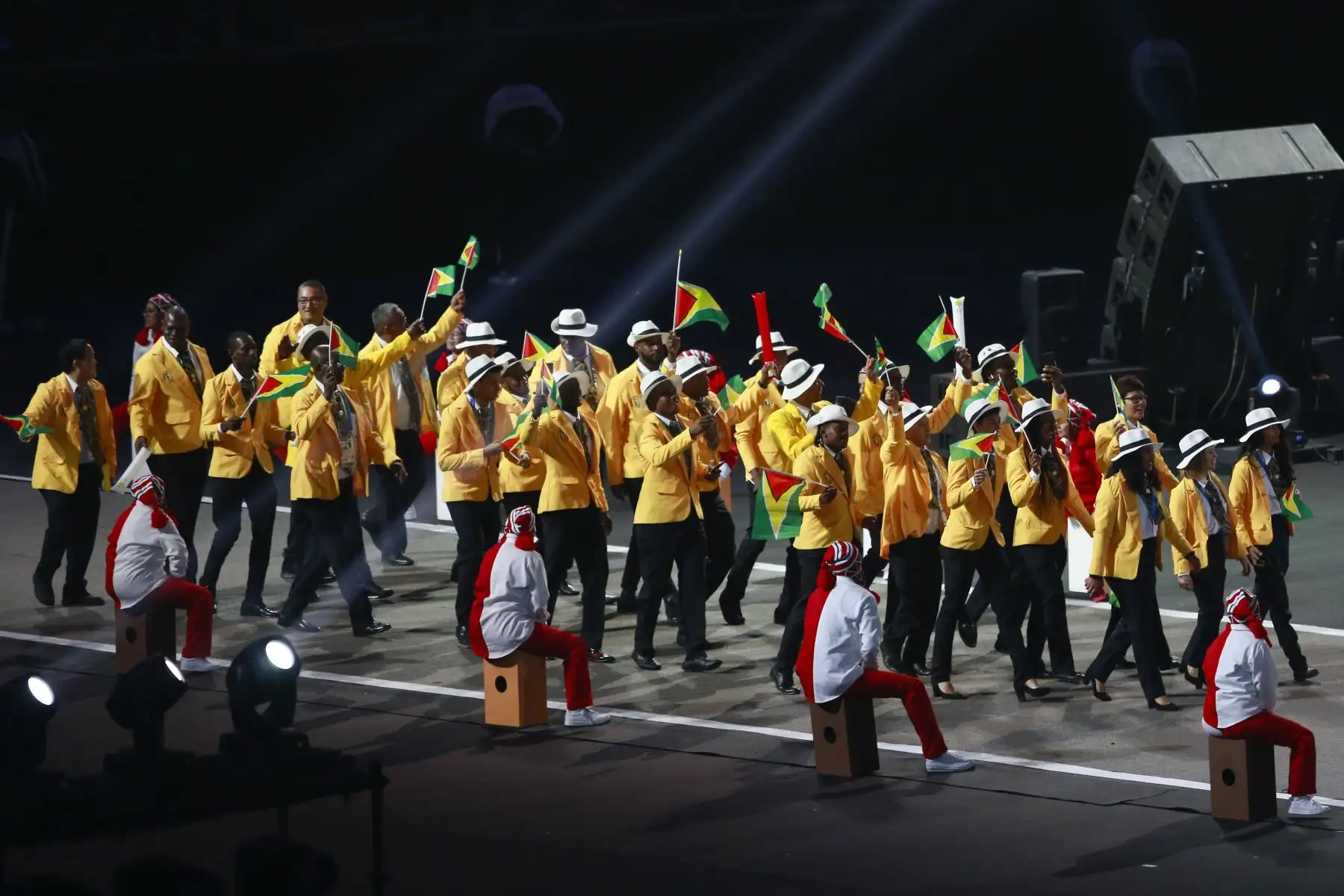 La delegación de Guyana durante la ceremonia de apertura de los Juegos Panamericanos, Lima 2019 en el Estadio Nacional.
Foto: Lima 2019