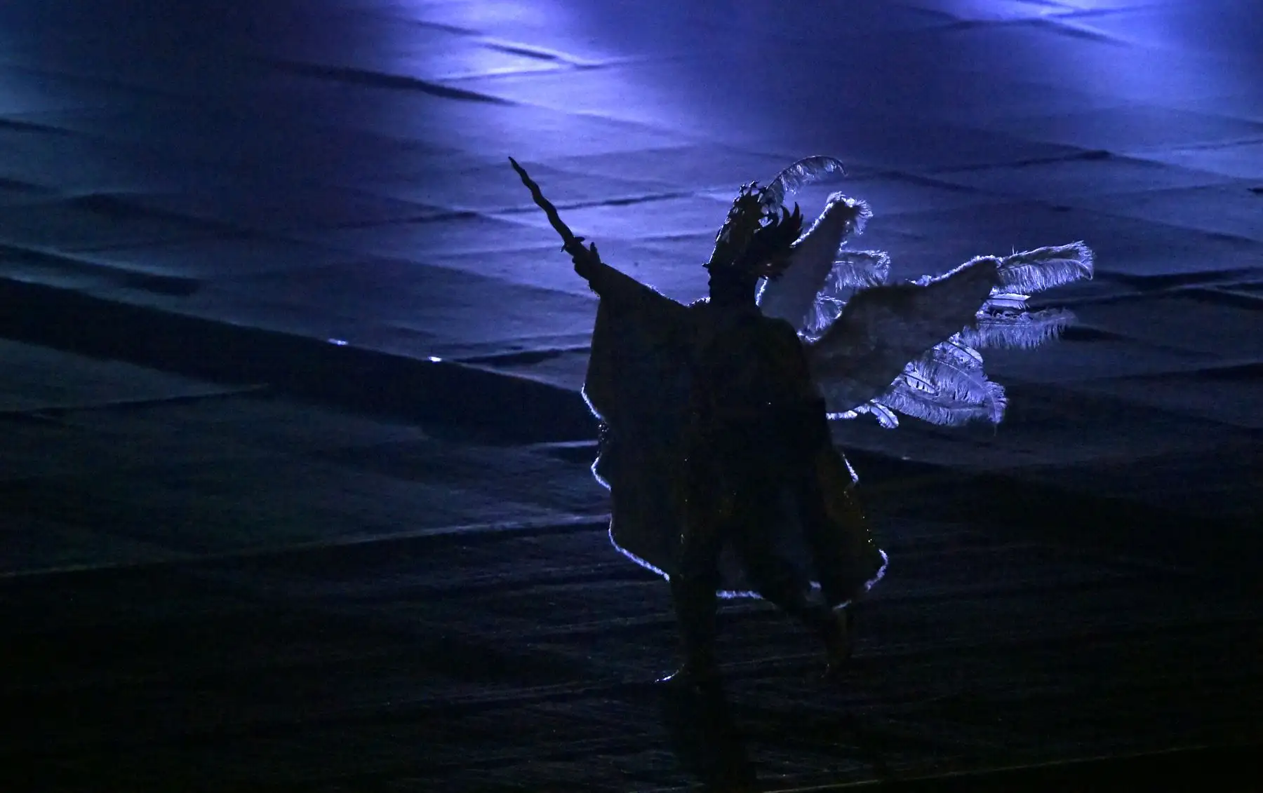 Un artista actúa durante la ceremonia de apertura de los Juegos Panamericanos de Lima 2019 en el Estadio Nacional de Lima.
Foto: AFP