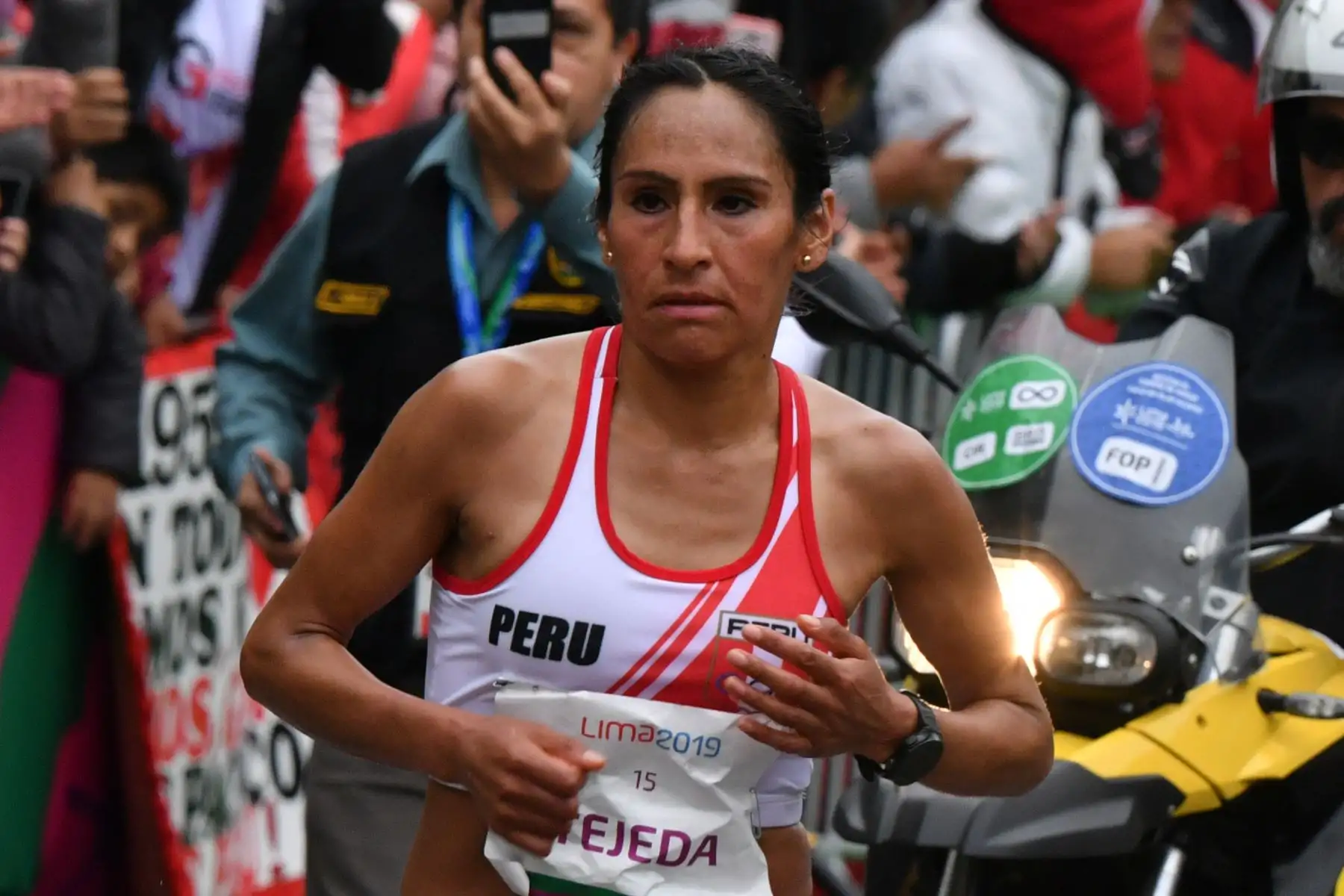 Gladys Lucy Tejeda Pucuhuaranga de Perú corre durante la Maratón de mujeres en los Juegos Panamericanos Lima 2019 en Lima, Perú, el 27 de julio de 2019. Los Juegos Panamericanos duran hasta el 11 de agosto. AFP