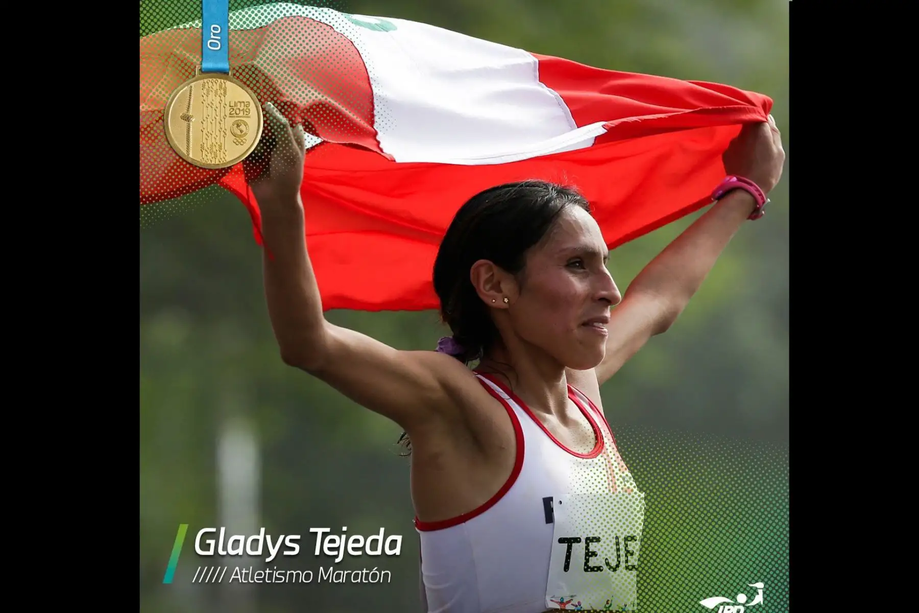 La atleta Gladys Tejeda logró la medalla de oro en los Juegos Panamericanos Lima 2019 al llegar en el primer lugar de la maratón femenina con un tiempo de 2:31:54 horas. Foto: ANDINA/IPD