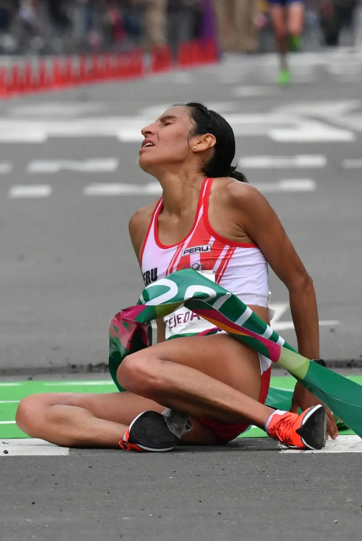 Gladys Tejeda, de Perú, gana la Maratón de mujeres en los Juegos Panamericanos Lima 2019 en Lima, Perú, el 27 de julio de 2019. Los Juegos Panamericanos duran hasta el 11 de agosto. AFP