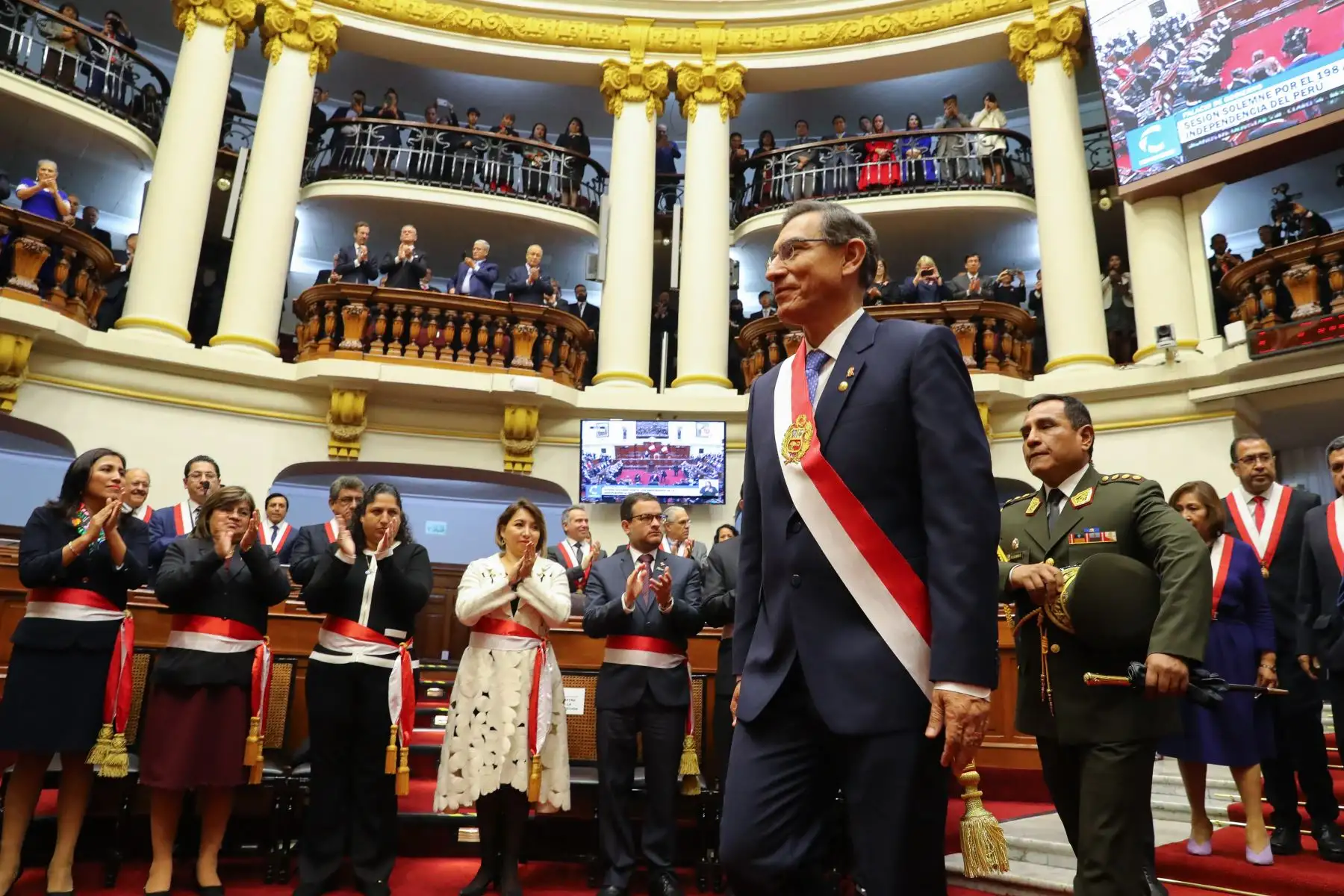 El presidente Martín Vizcarra ofrece ante el Congreso de la República el Mensaje a la Nación por Fiestas Patrias, con motivo del 198 aniversario de la proclamación de la Independencia Nacional.
Foto: ANDINA/Presidencia