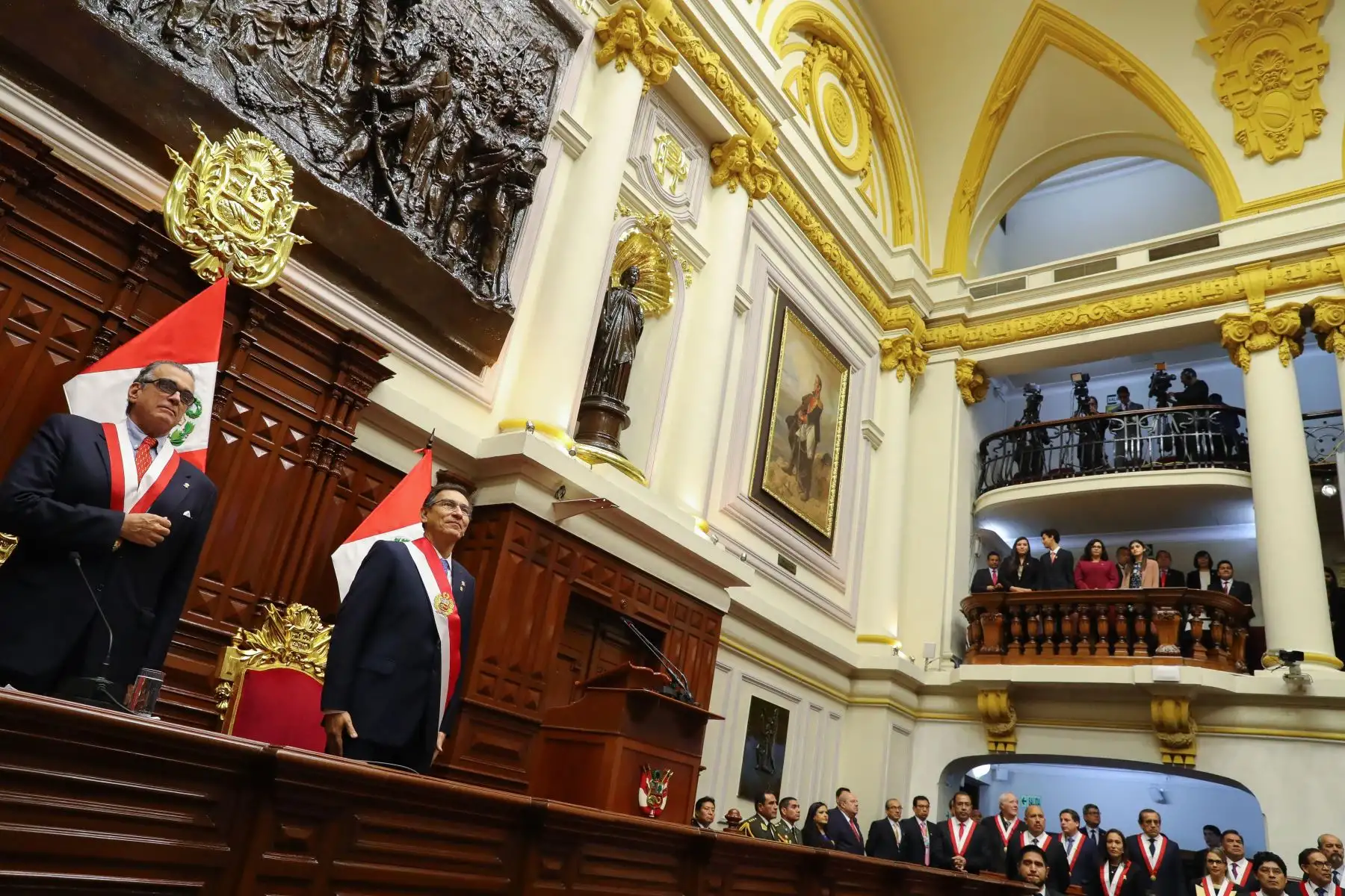 El presidente Martín Vizcarra ofrece ante el Congreso de la República el Mensaje a la Nación por Fiestas Patrias, con motivo del 198 aniversario de la proclamación de la Independencia Nacional.
Foto: ANDINA/Prensa Presidencia