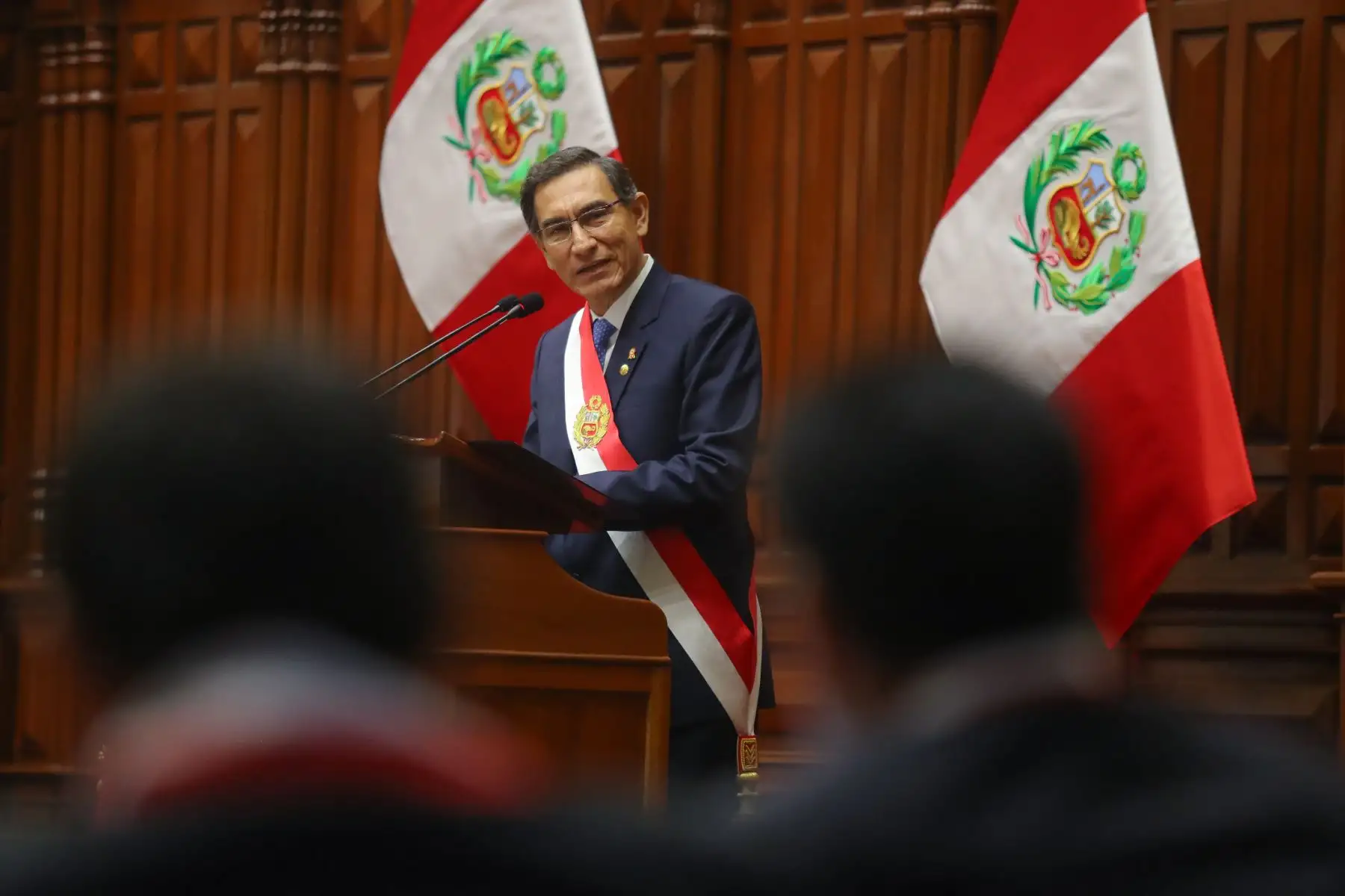 El presidente Martín Vizcarra ofrece ante el Congreso de la República el Mensaje a la Nación por Fiestas Patrias, con motivo del 198 aniversario de la proclamación de la Independencia Nacional.
Foto: ANDINA/Prensa Presidencia