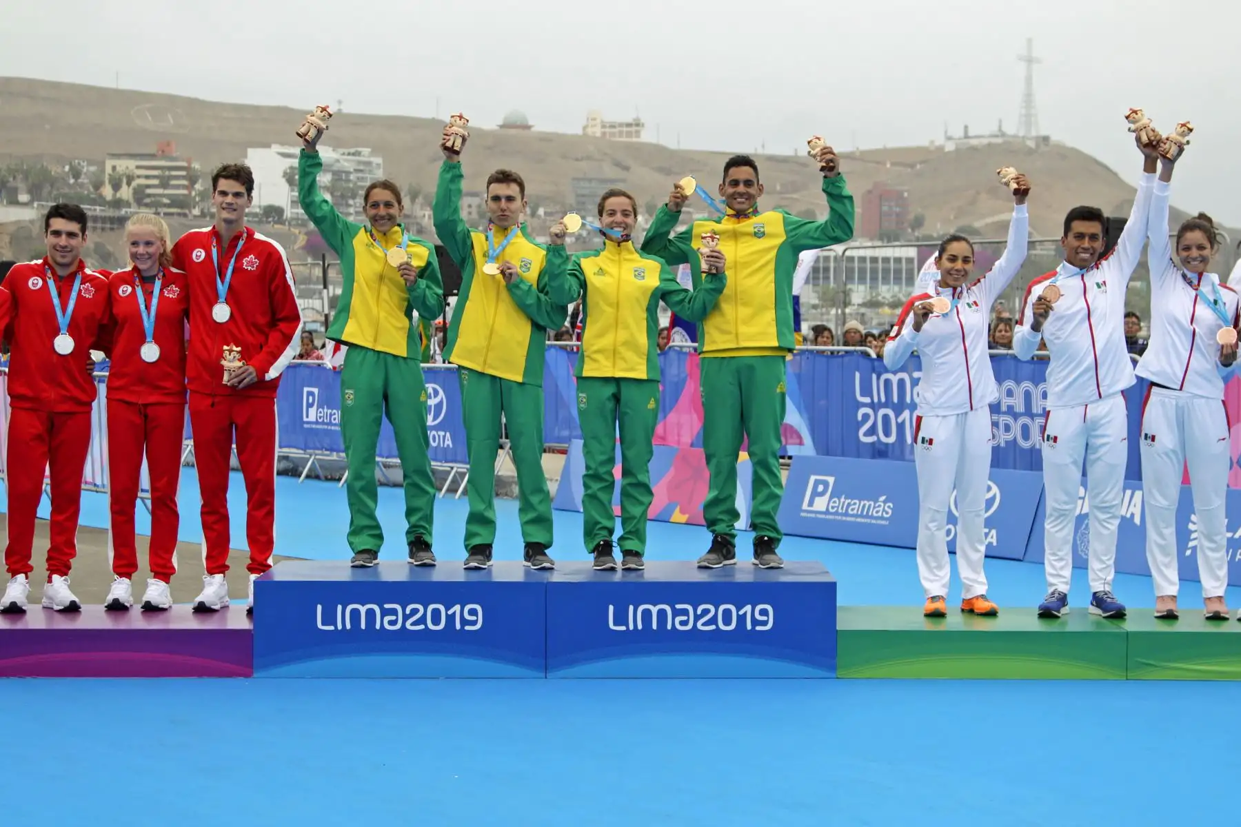 Brasil es campeón en Triatlón por equipos en el Panamericano Lima 2019.
Foto:Lima 2019