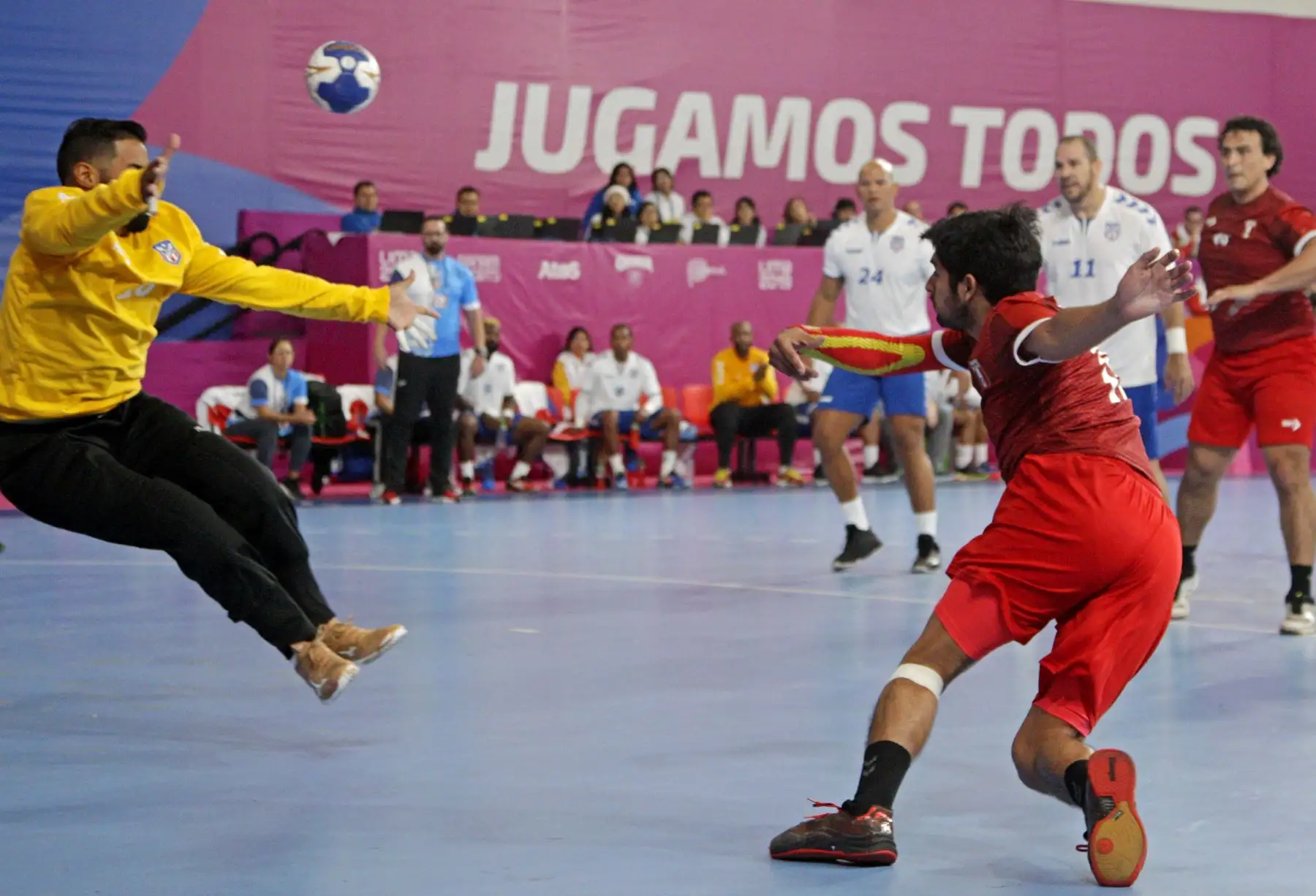 Perú enfrentó a Puerto Rico en la disciplina de balonmano en el Polideportivo 1 de la Videna. Foto: ANDINA/ Lima 2019