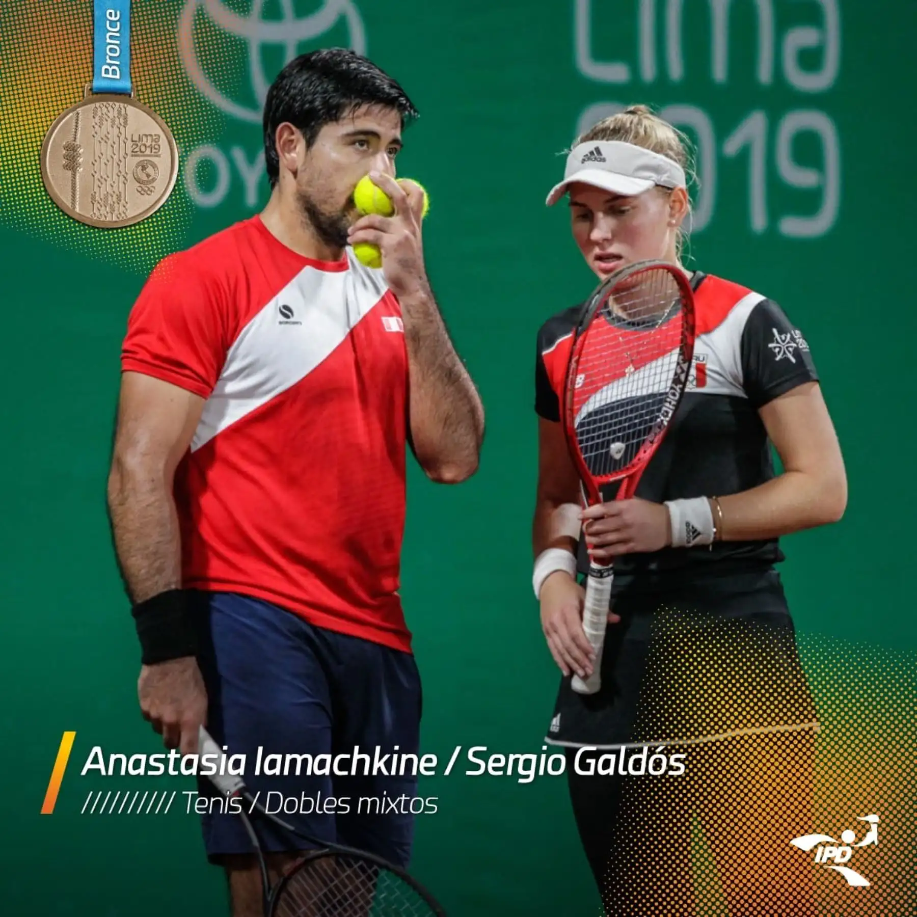 Tenistas Sergio Galdosy y Anastasia Iamachkine. Foto: IPD.