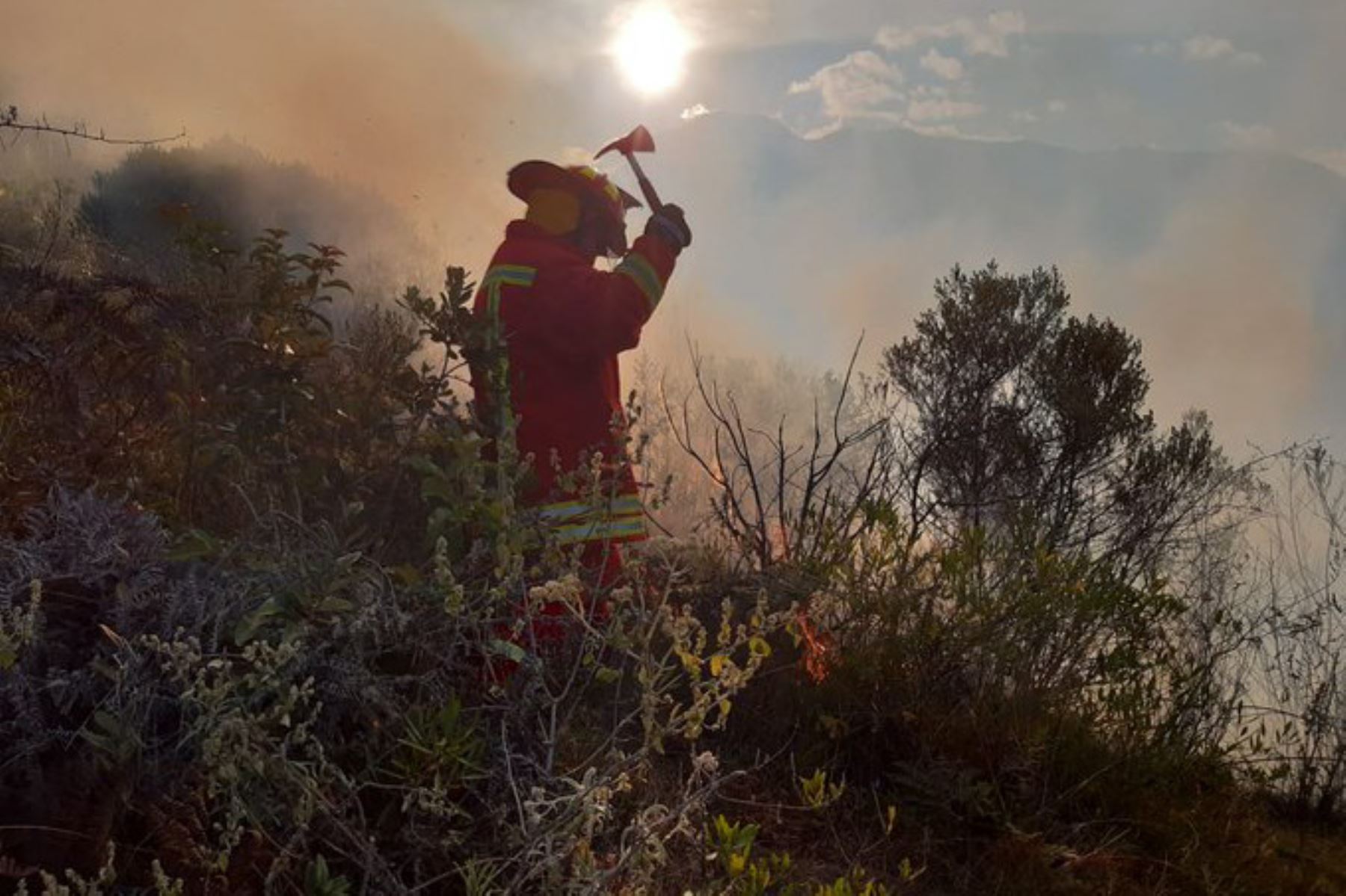 Alrededor de 120 personas luchan por sofocar incendio forestal cerca de la fortaleza de Kuélap, región Amazonas.