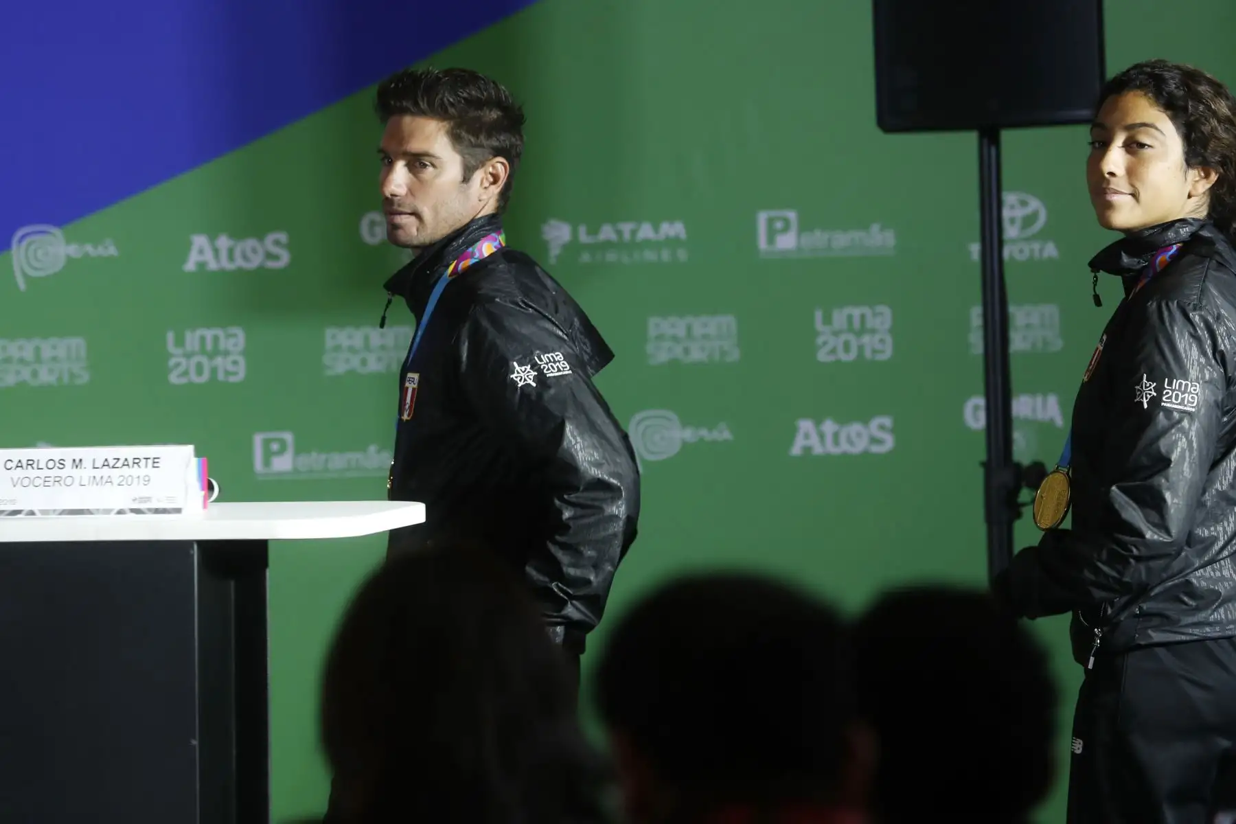 Piccolo Clemente, y Daniella Rosas medallistas de surf en los juegos Panamericanos Lima 2019. Foto: ANDINA/Josue Ramos