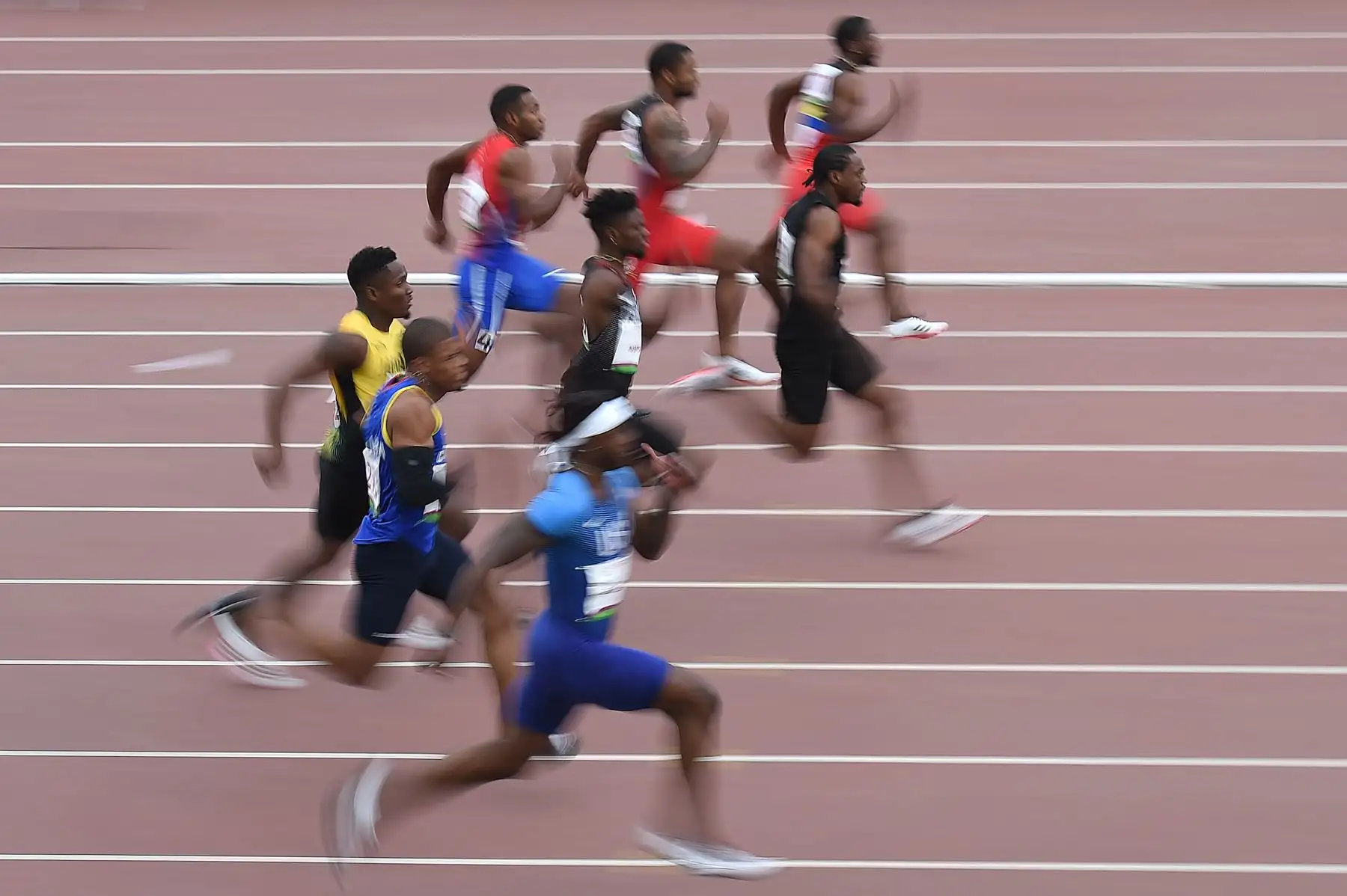 Atletas compiten en la Semifinal  de Atletismo Masculino en los Juegos Panamericanos Lima 2019.
Foto.AFP