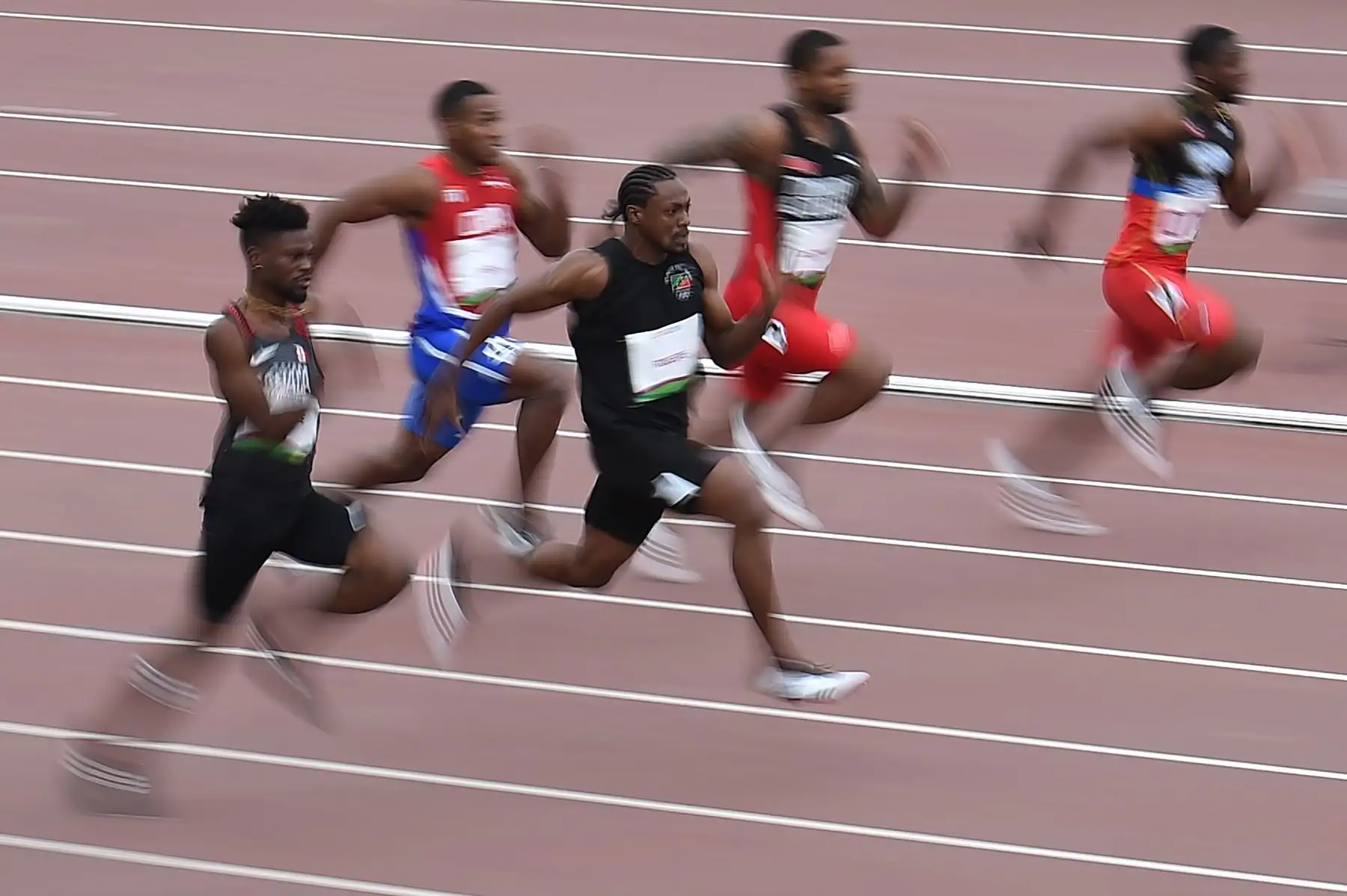Atletas compiten en la Semifinal  de Atletismo Masculino en los Juegos Panamericanos Lima 2019.
Foto.AFP