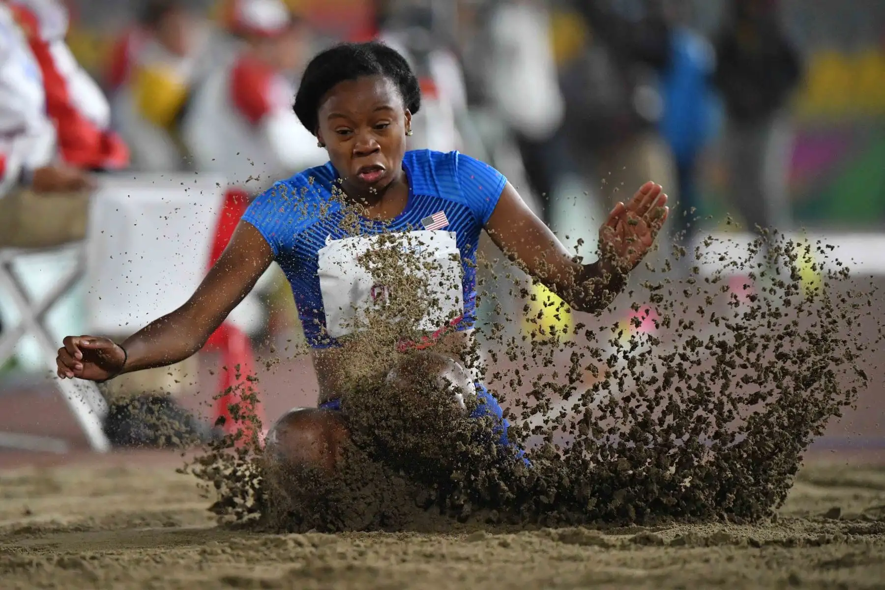 Keturah Orji de Estados Unidos compite en la final de salto de longitud femenino de atletismo en los Juegos Panamericanos de Lima 2019.
Foto: AFP