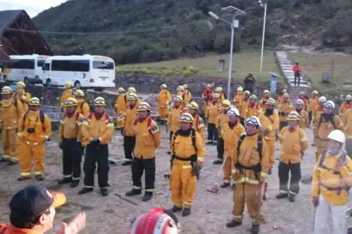 Autoridades conforman comando unificado para combatir el incendio forestal que se registra cerca de la zona arqueológica de Kuélap, en Amazonas. ANDINA/Difusión