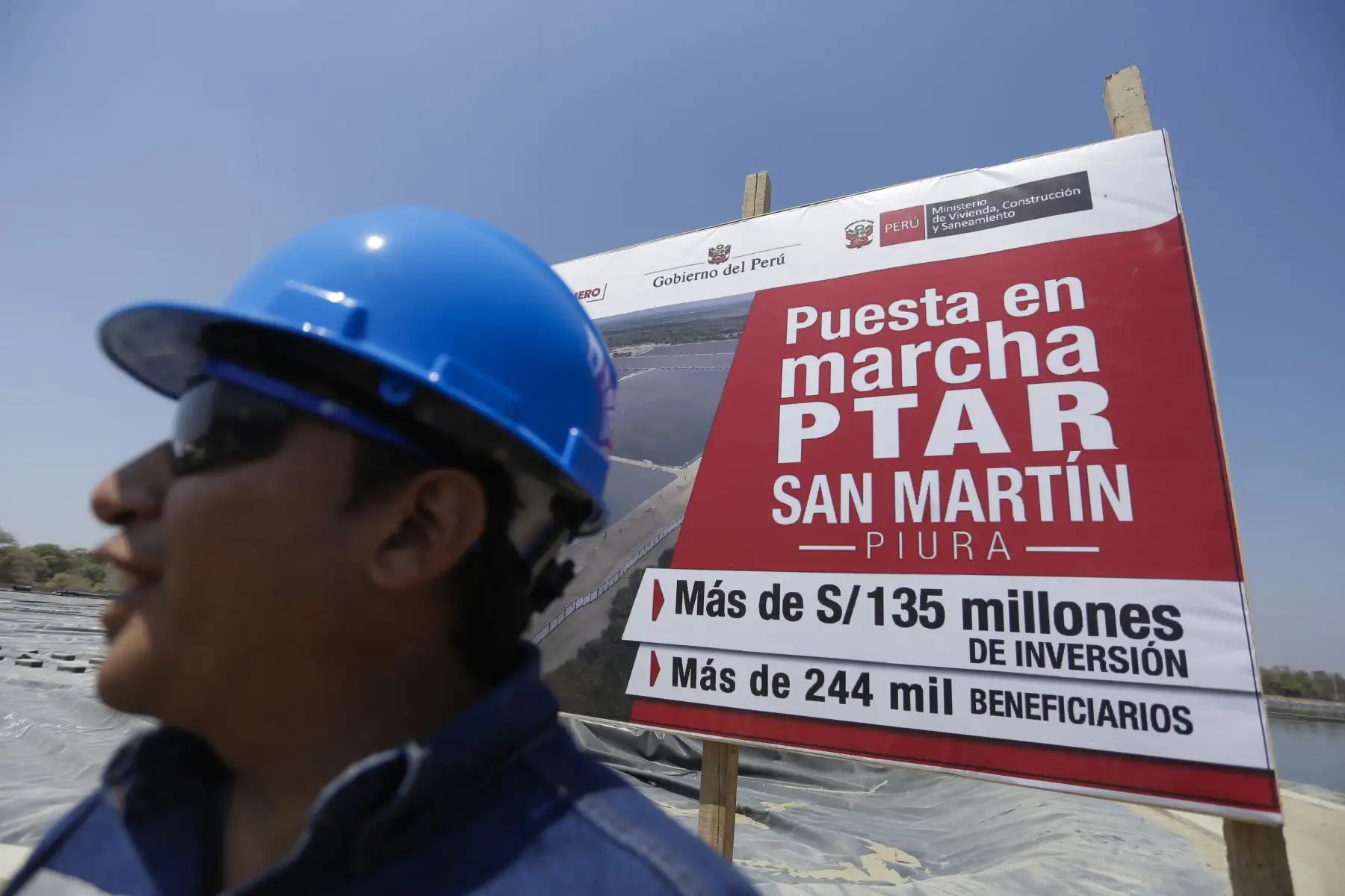 Presidente Vizcarra supervisa el mejoramiento de la planta de tratamiento de aguas residuales San Martin. Foto: ANDINA/Prensa Presidencia