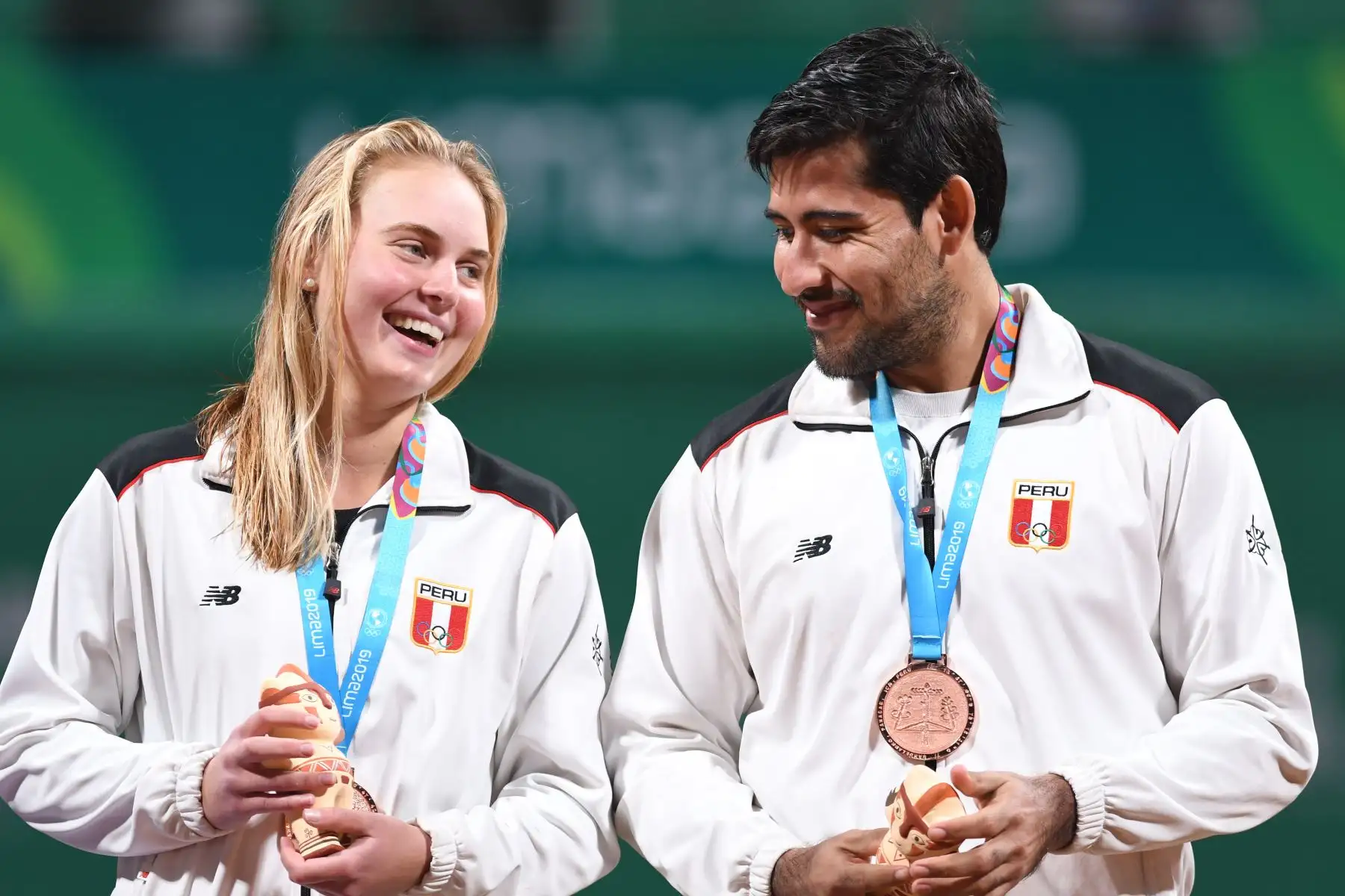 Sergio Galdos y Anastasia Iamachkine, medalla de bronce en tenis mixto. Foto:Lima 2019