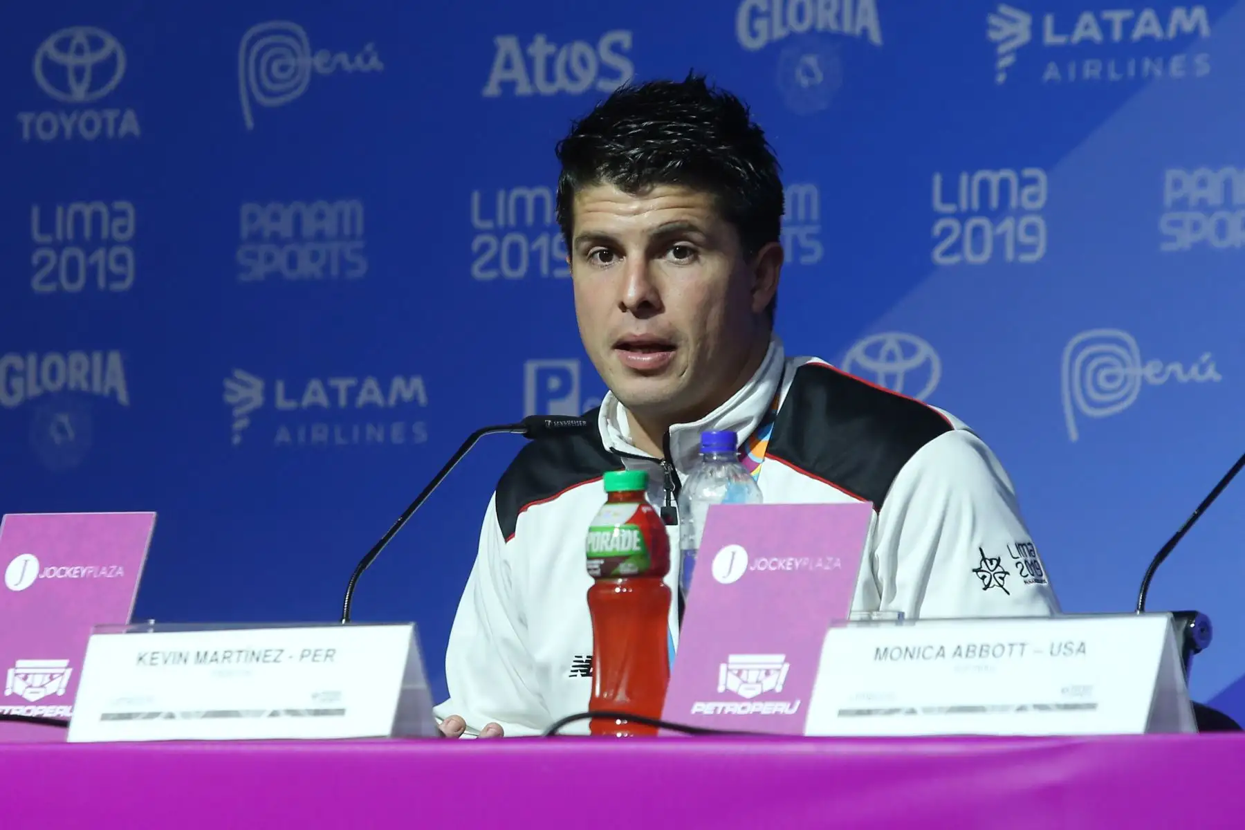 Conferencia de prensa de Kevin Martinez 
(Fronton) estrella en los Juegos Panamericanos Lima 2019.
Foto: ANDINA/Eddy Ramos
